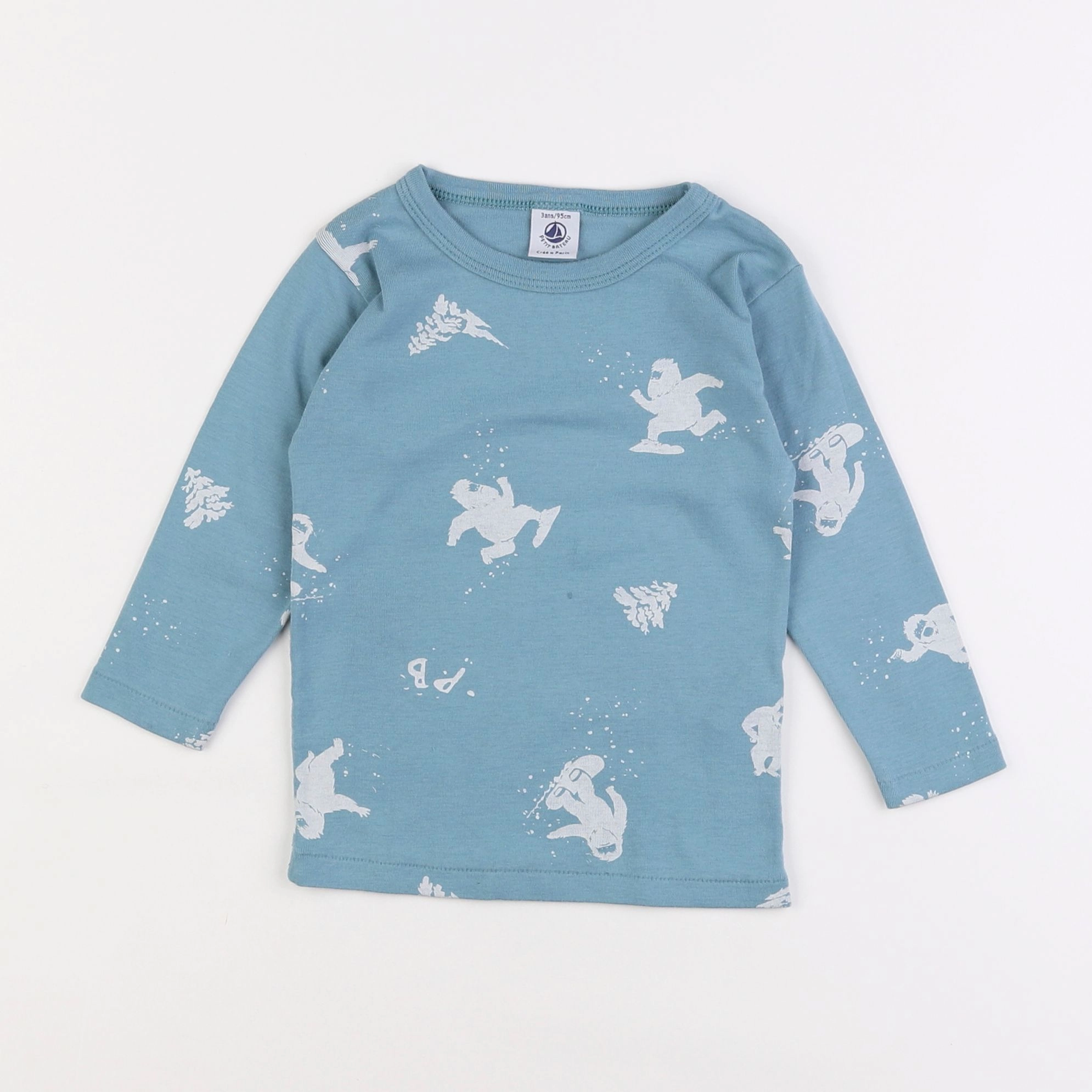 Petit Bateau - tee-shirt bleu - 3 ans