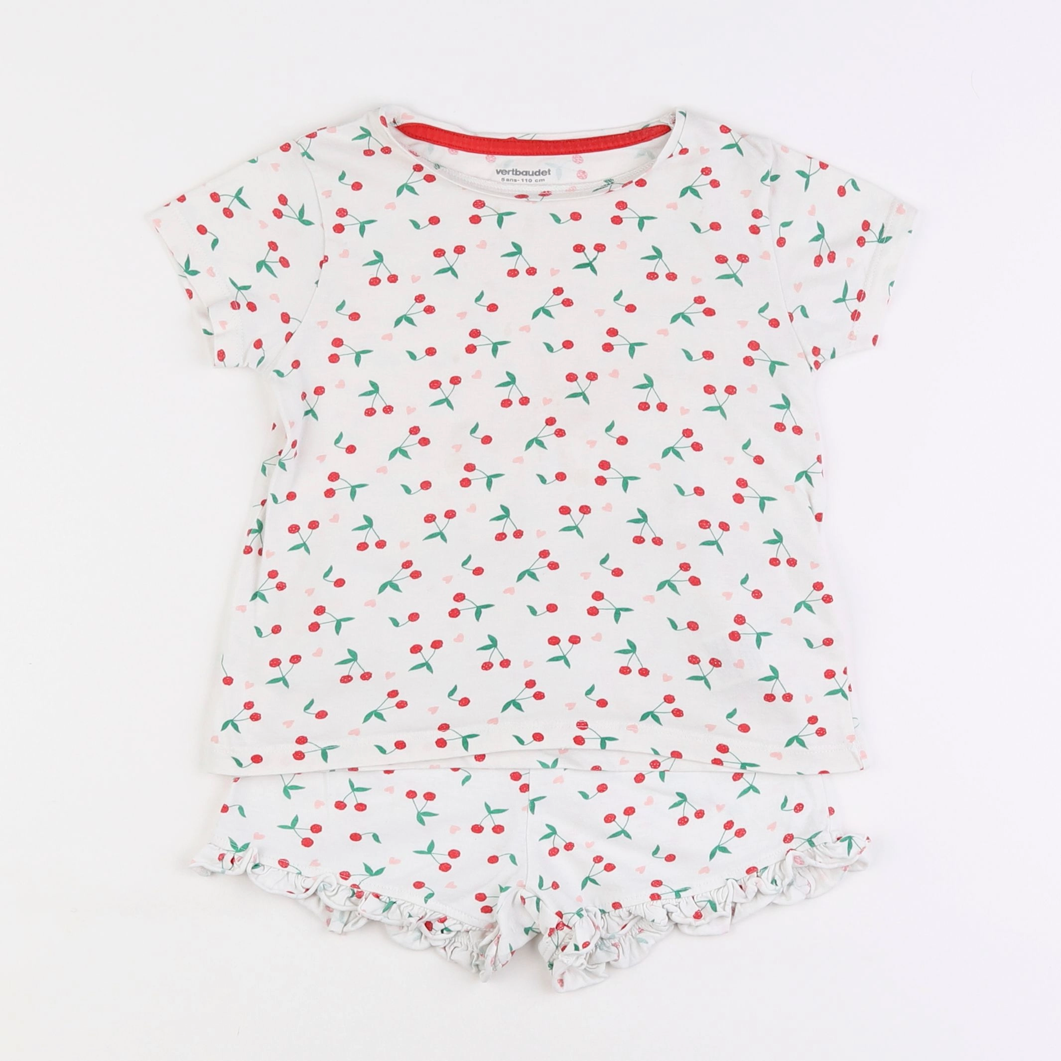 Vertbaudet - pyjama coton blanc, rouge - 5 ans