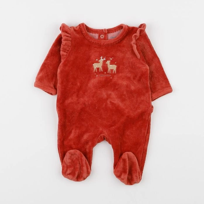 Vertbaudet - pyjama velours rouge - 0 mois