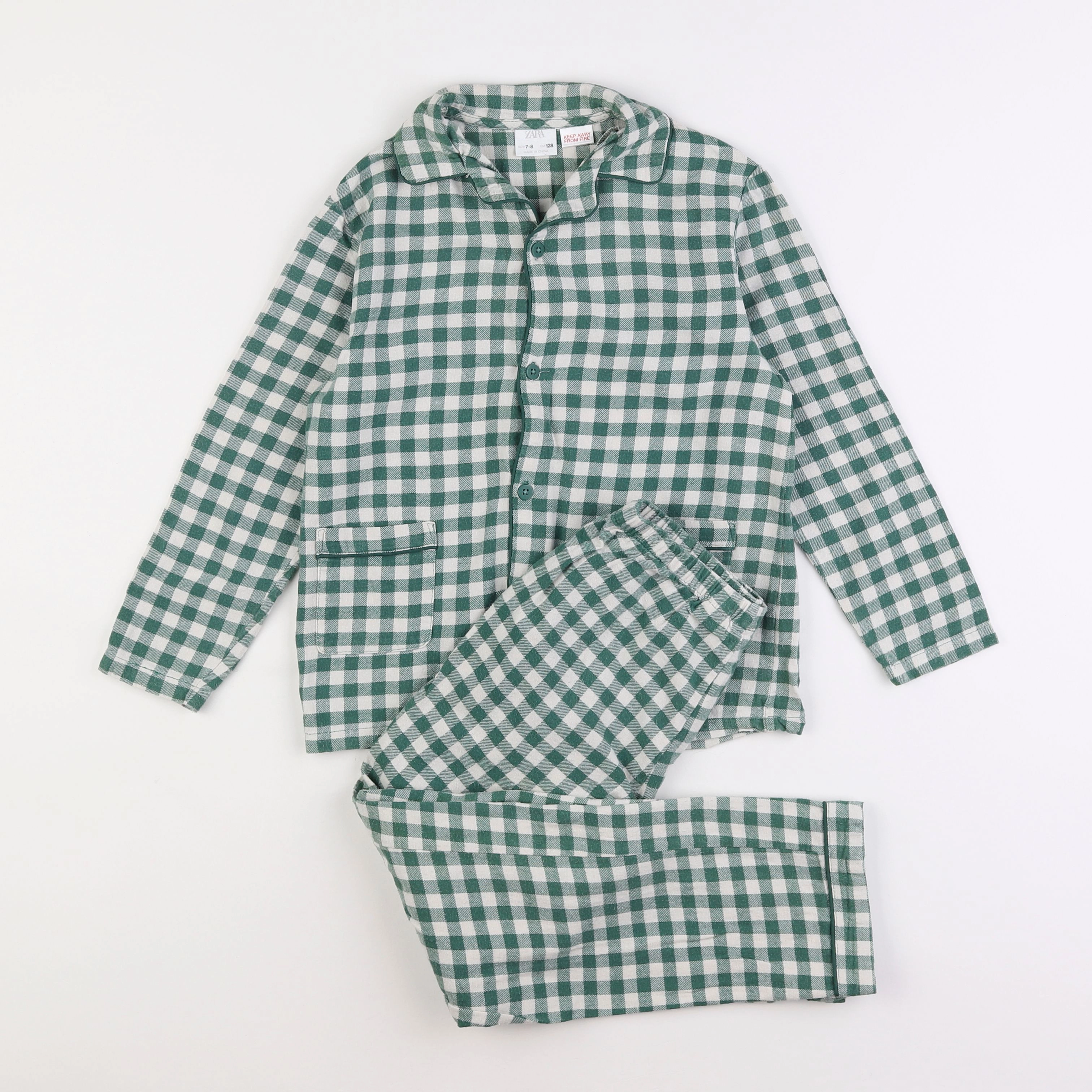 Zara - pyjama coton vert - 7/8 ans