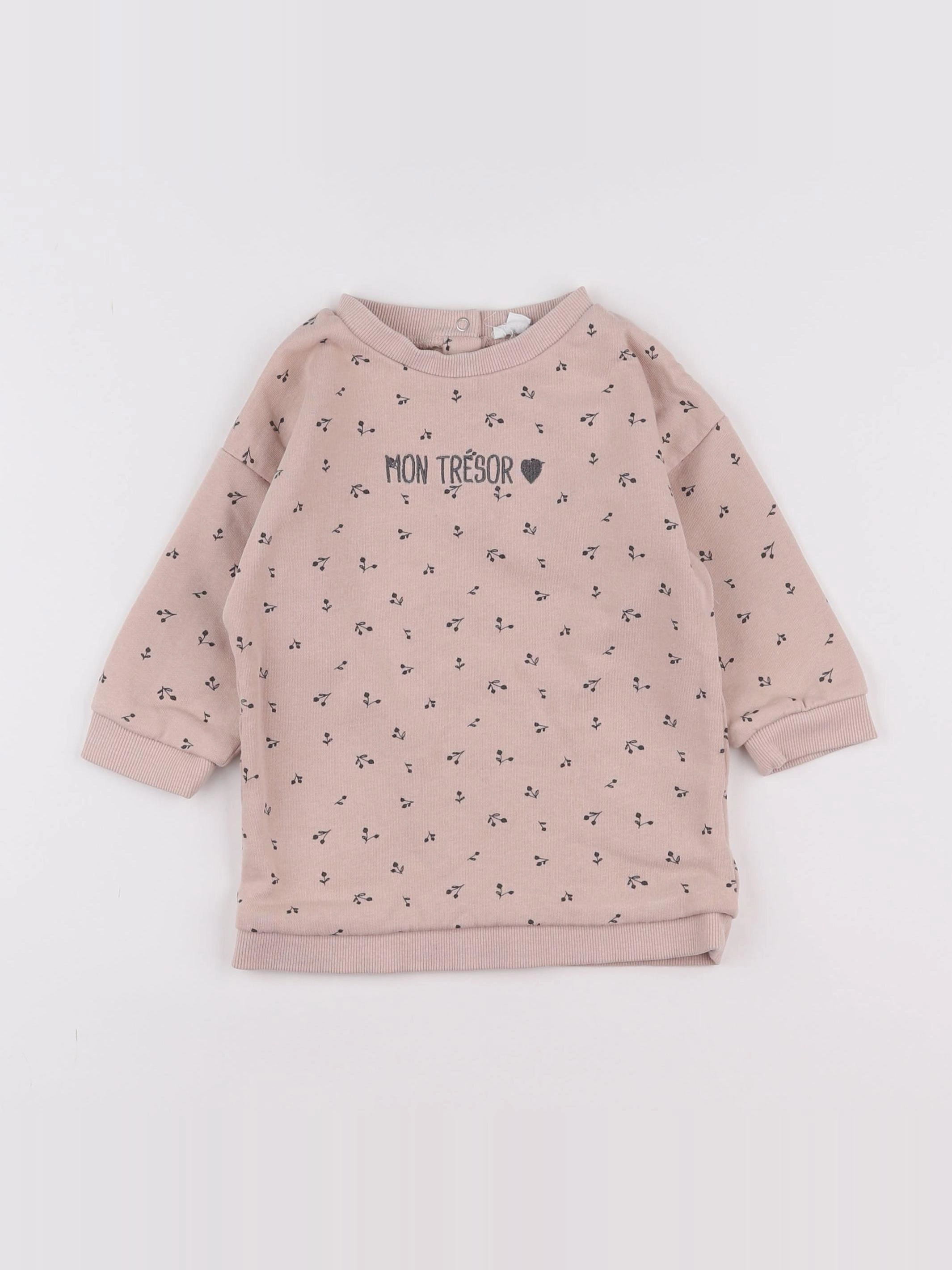 Vertbaudet - sweat rose - 18 mois