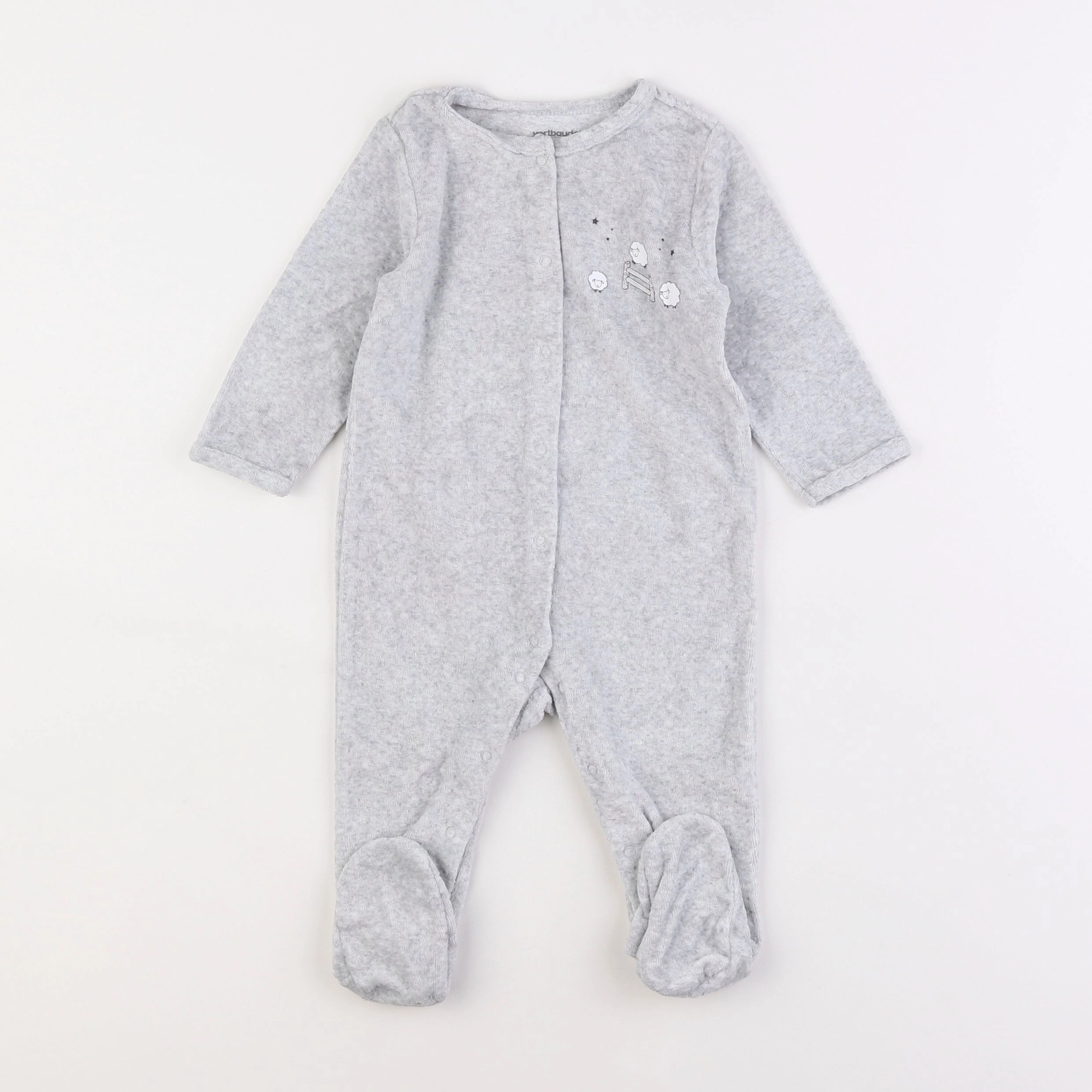 Vertbaudet - pyjama velours gris - 9 mois