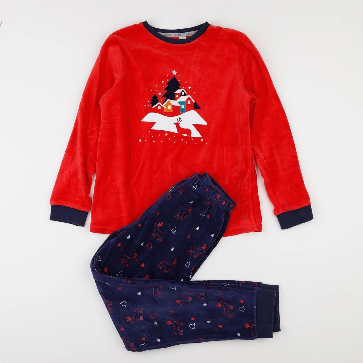 Okaidi - pyjama velours rouge - 10 ans