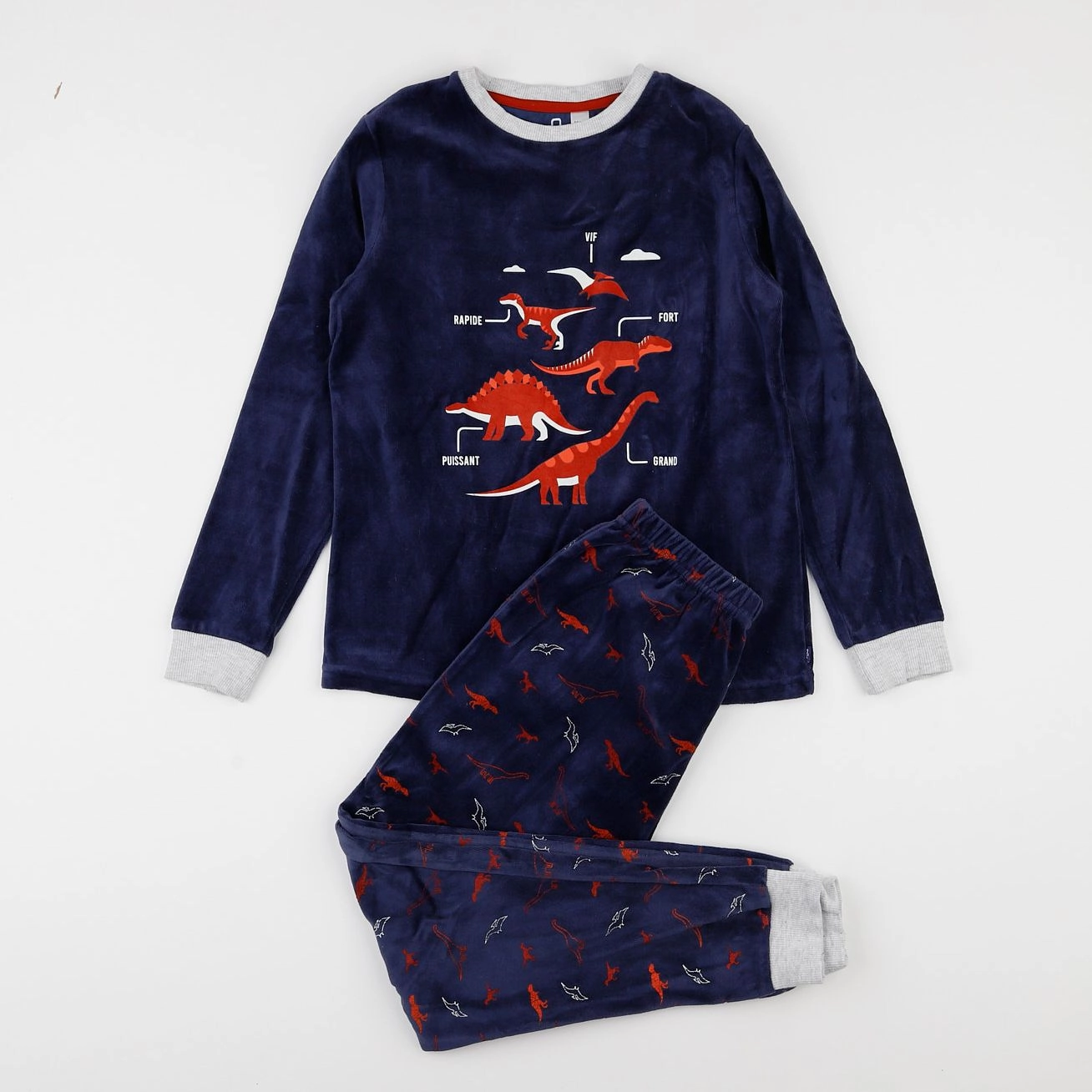 Okaidi - pyjama velours bleu - 10 ans