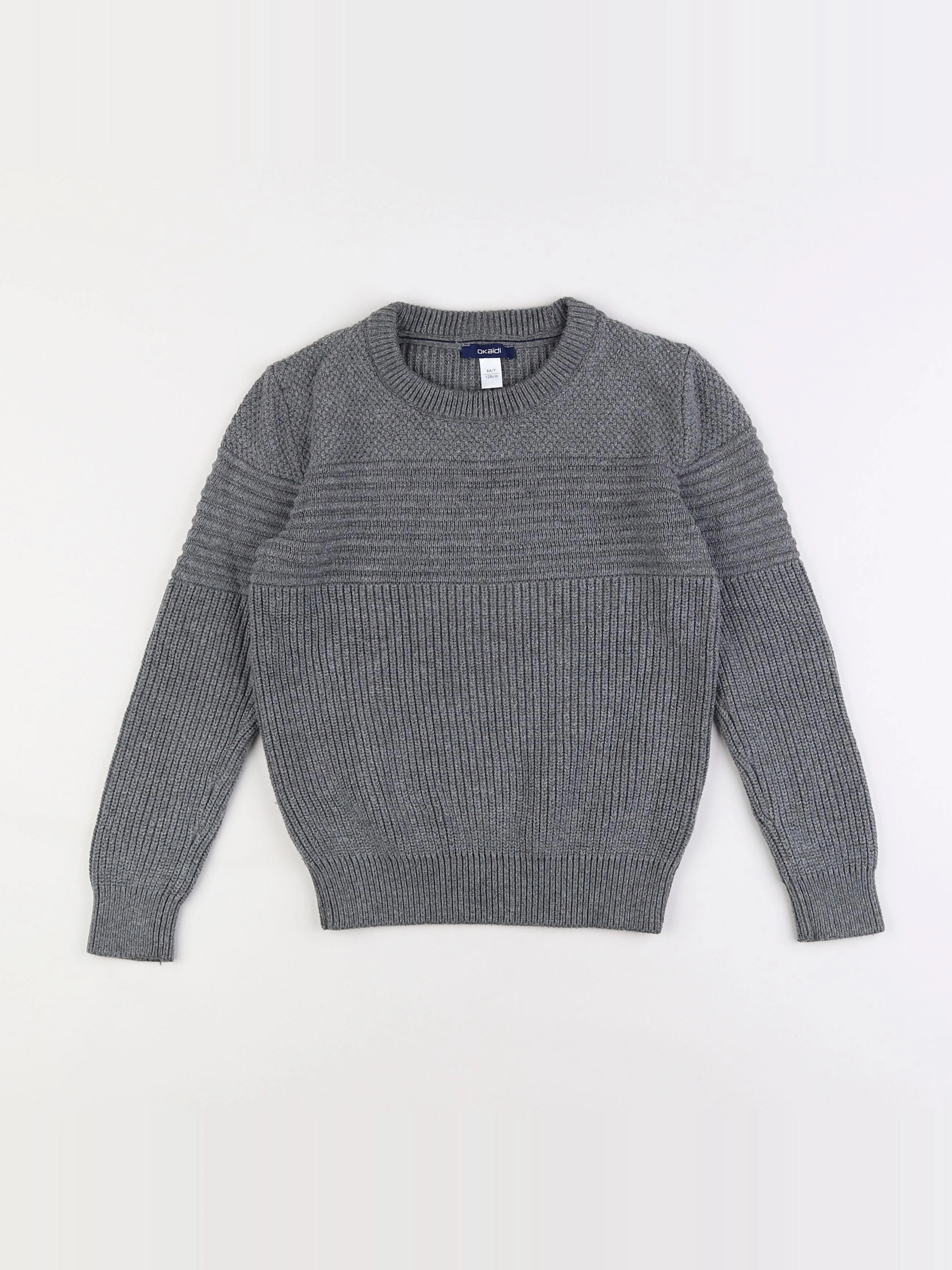 Okaidi - pull gris - 8 ans