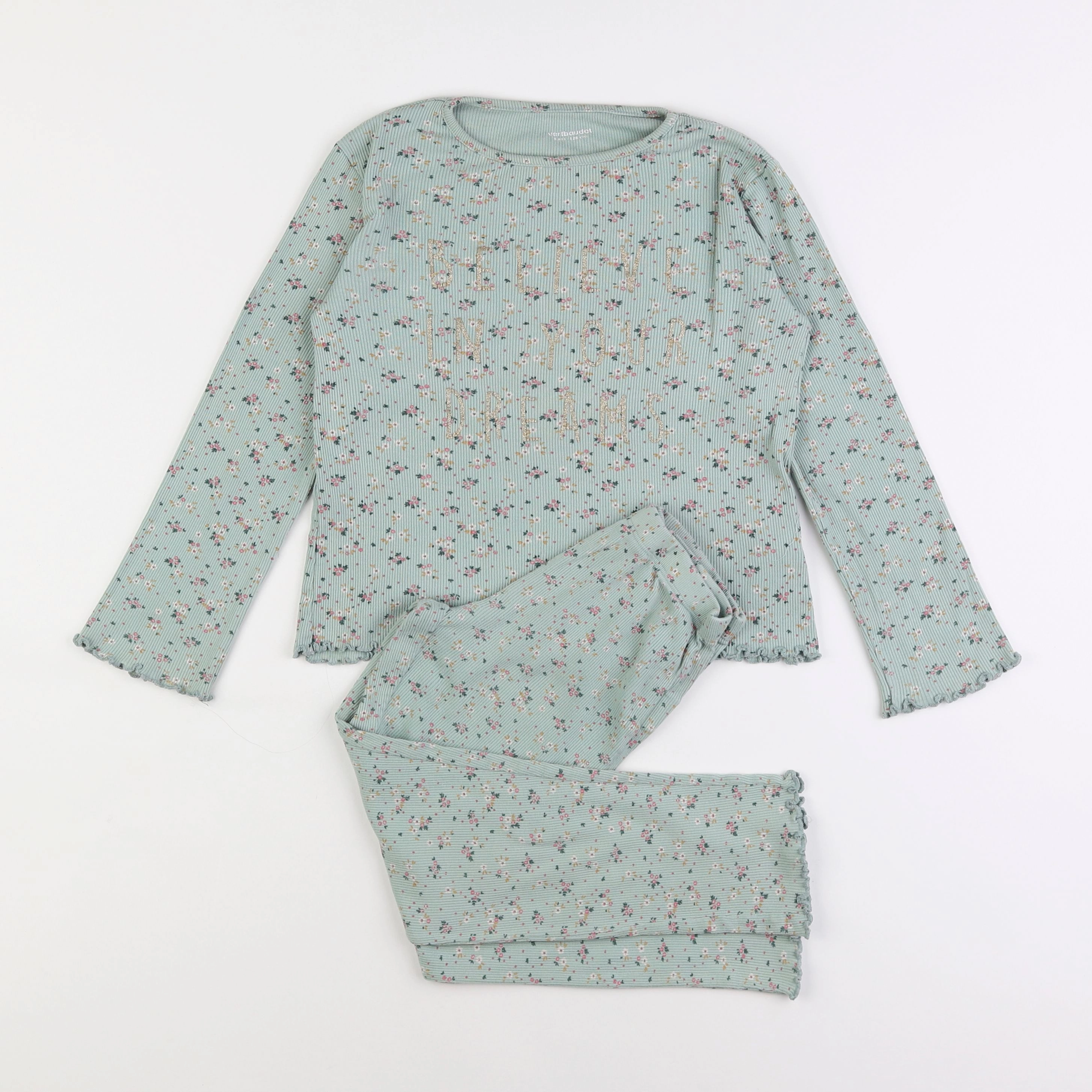 Vertbaudet - pyjama coton vert - 8 ans