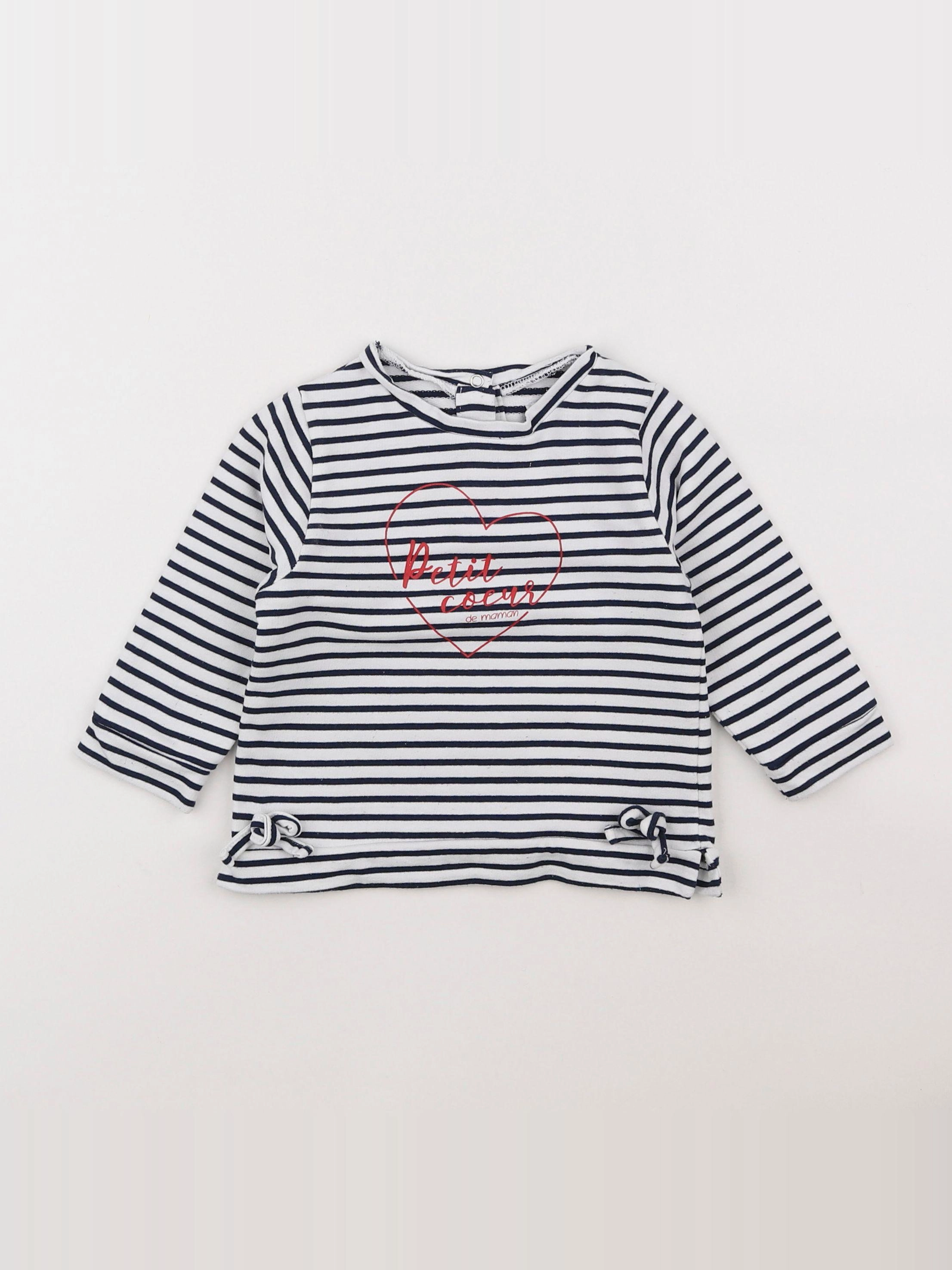 Vertbaudet - sweat blanc, bleu - 12 mois