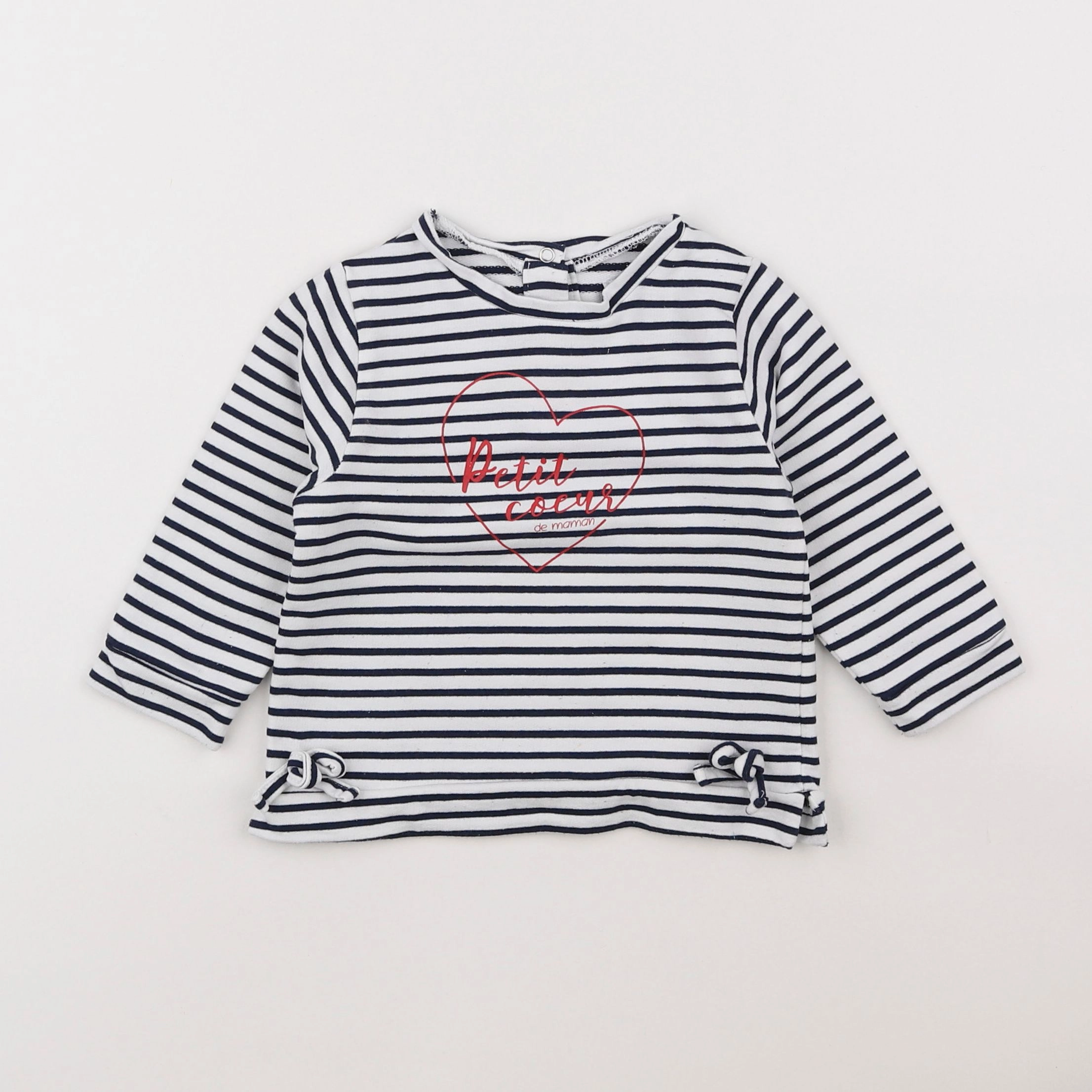 Vertbaudet - sweat blanc, bleu - 12 mois