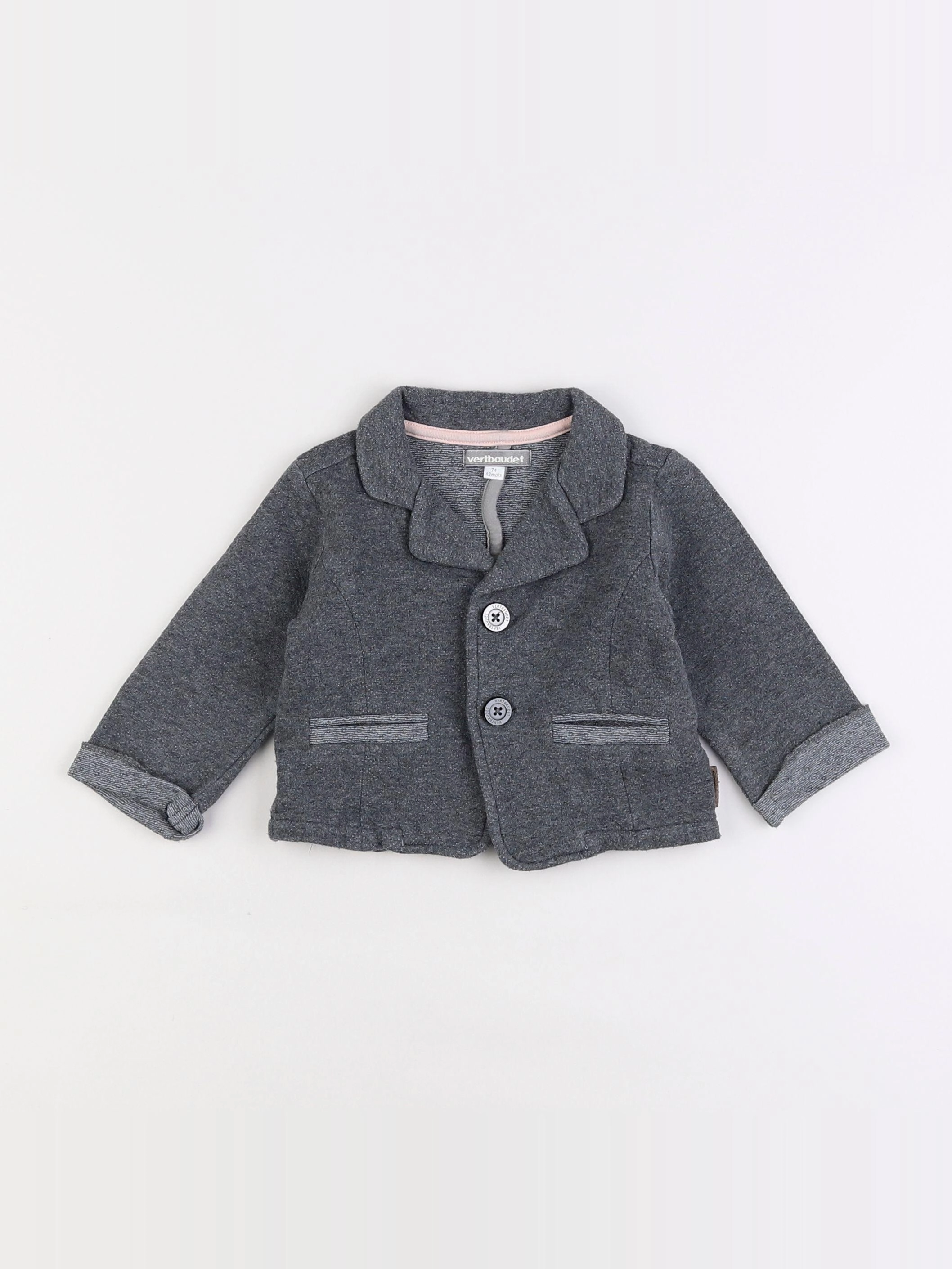 Vertbaudet - veste gris - 12 mois
