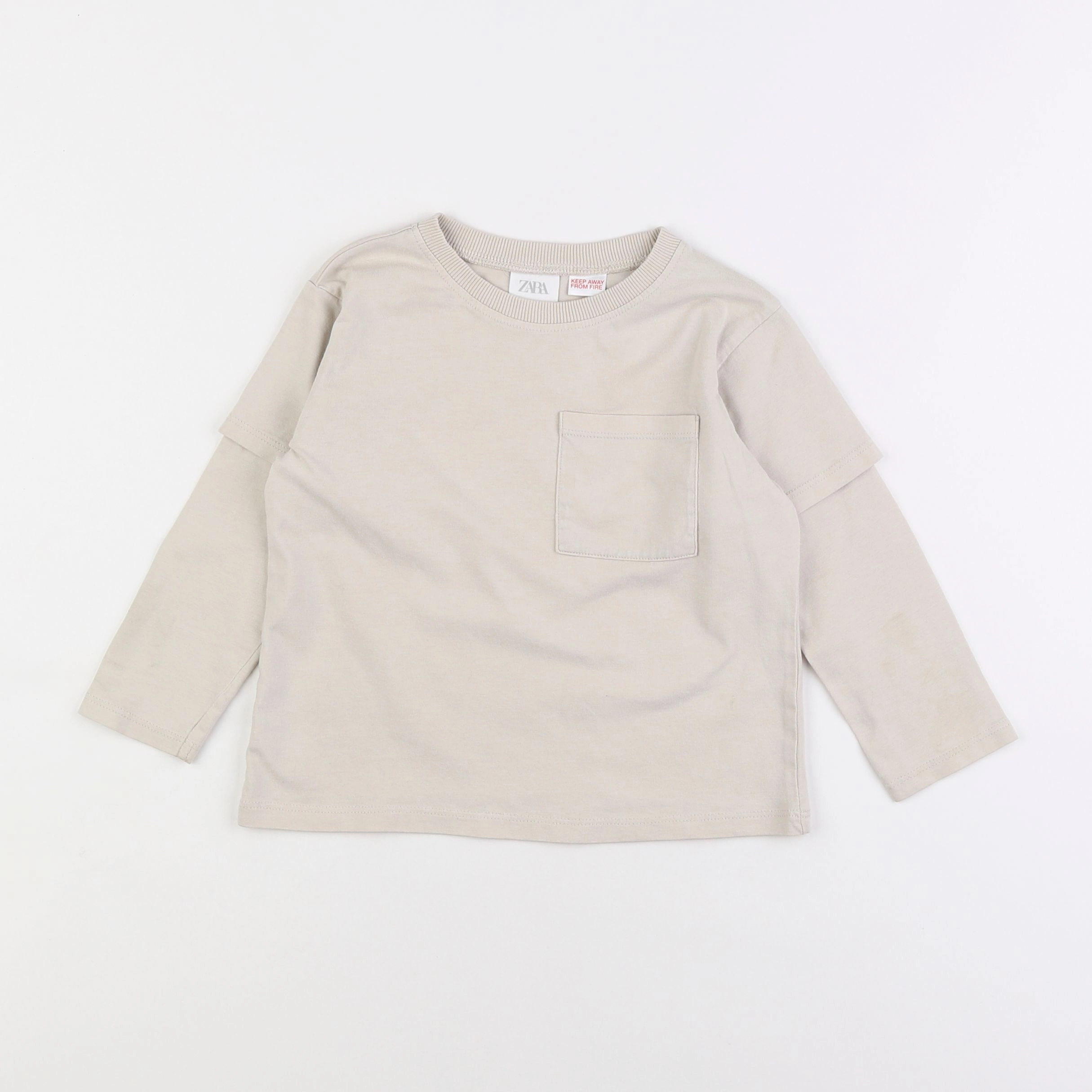 Zara - tee-shirt beige - 2/3 ans