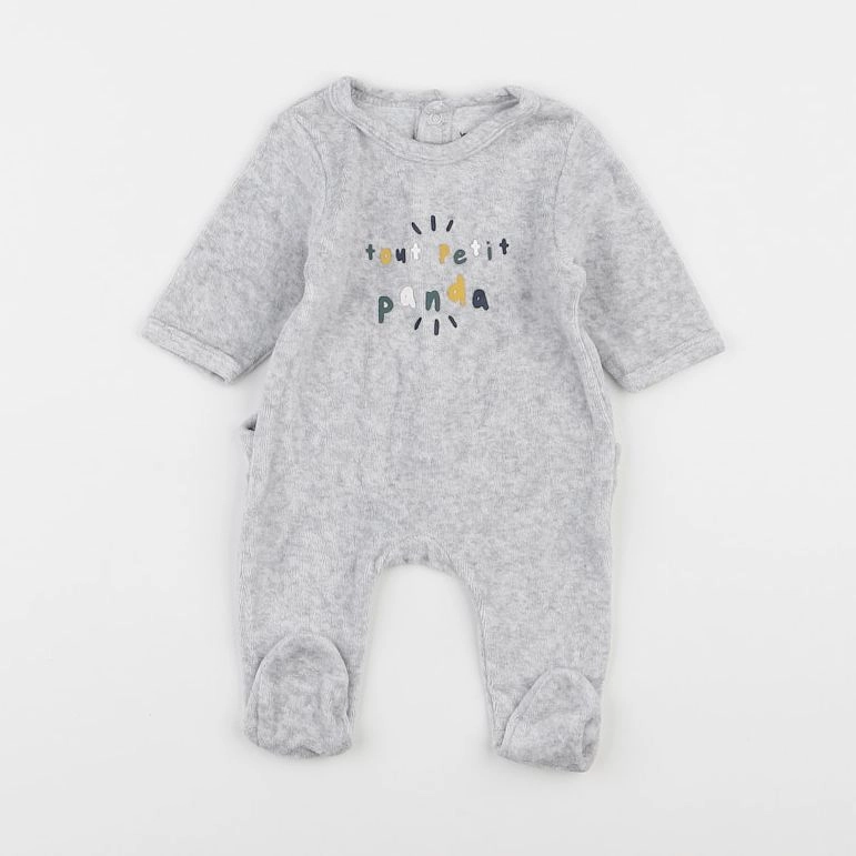 Vertbaudet - pyjama velours gris - 1 mois