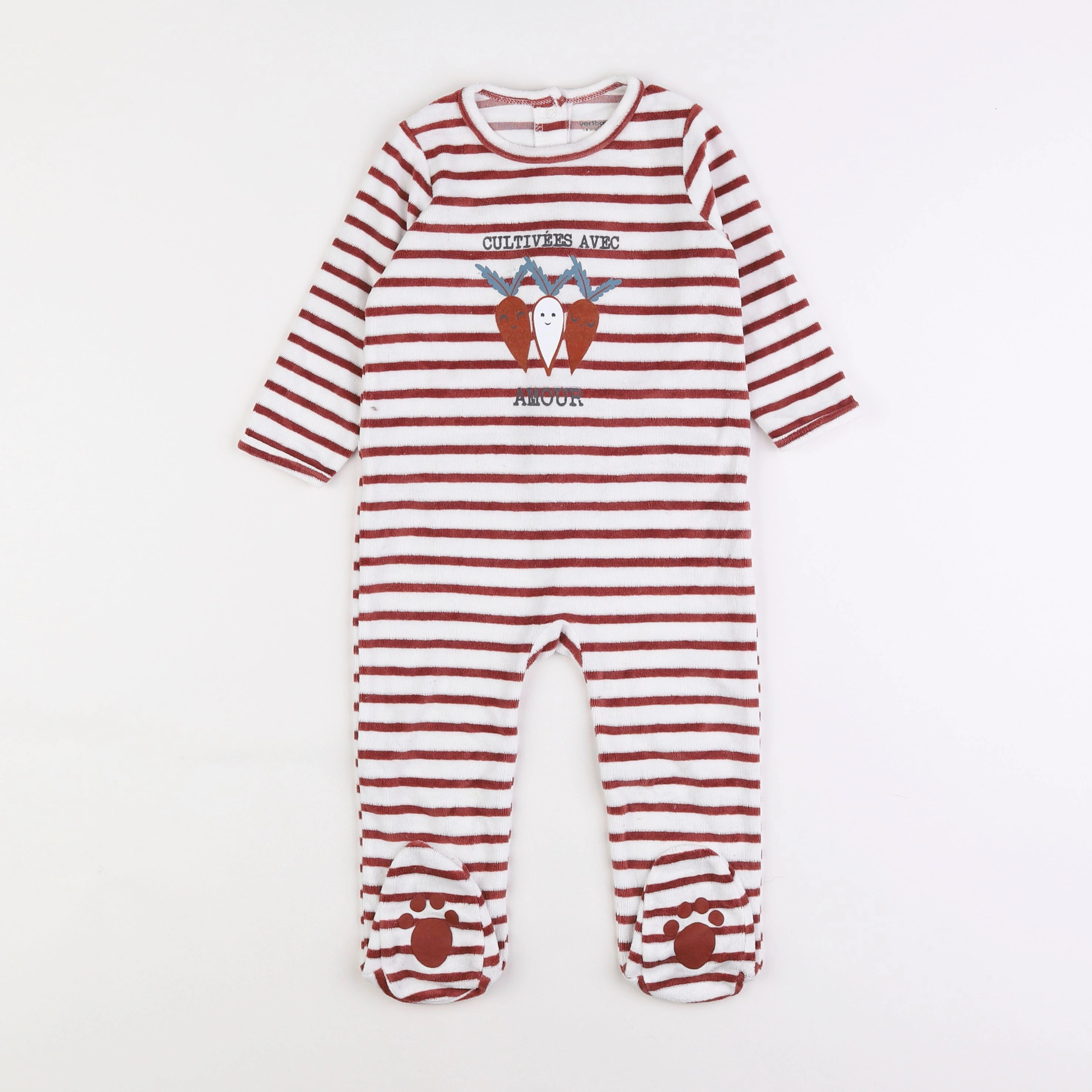 Vertbaudet - pyjama velours rouge - 18 mois