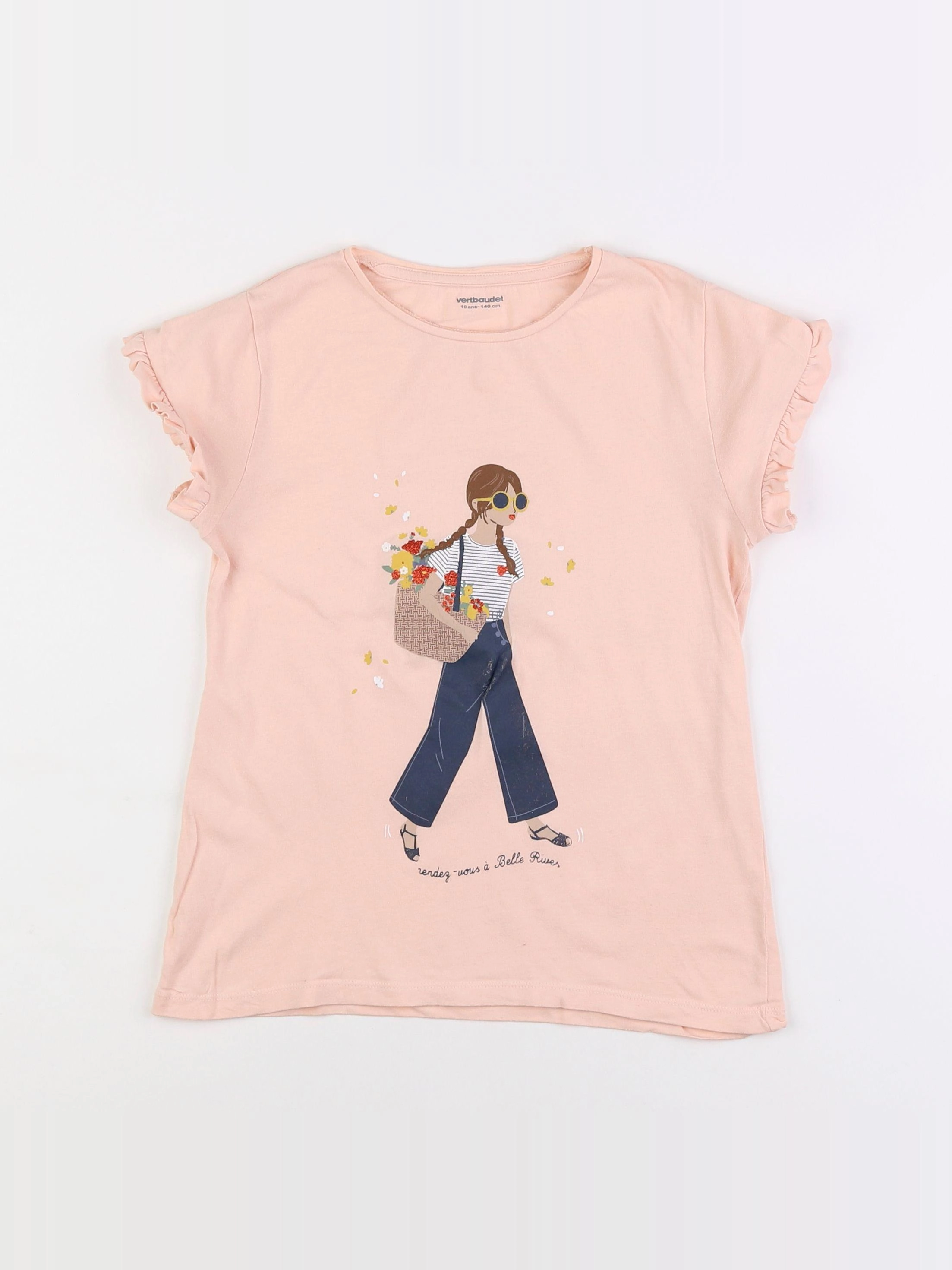 Vertbaudet - tee-shirt rose - 10 ans