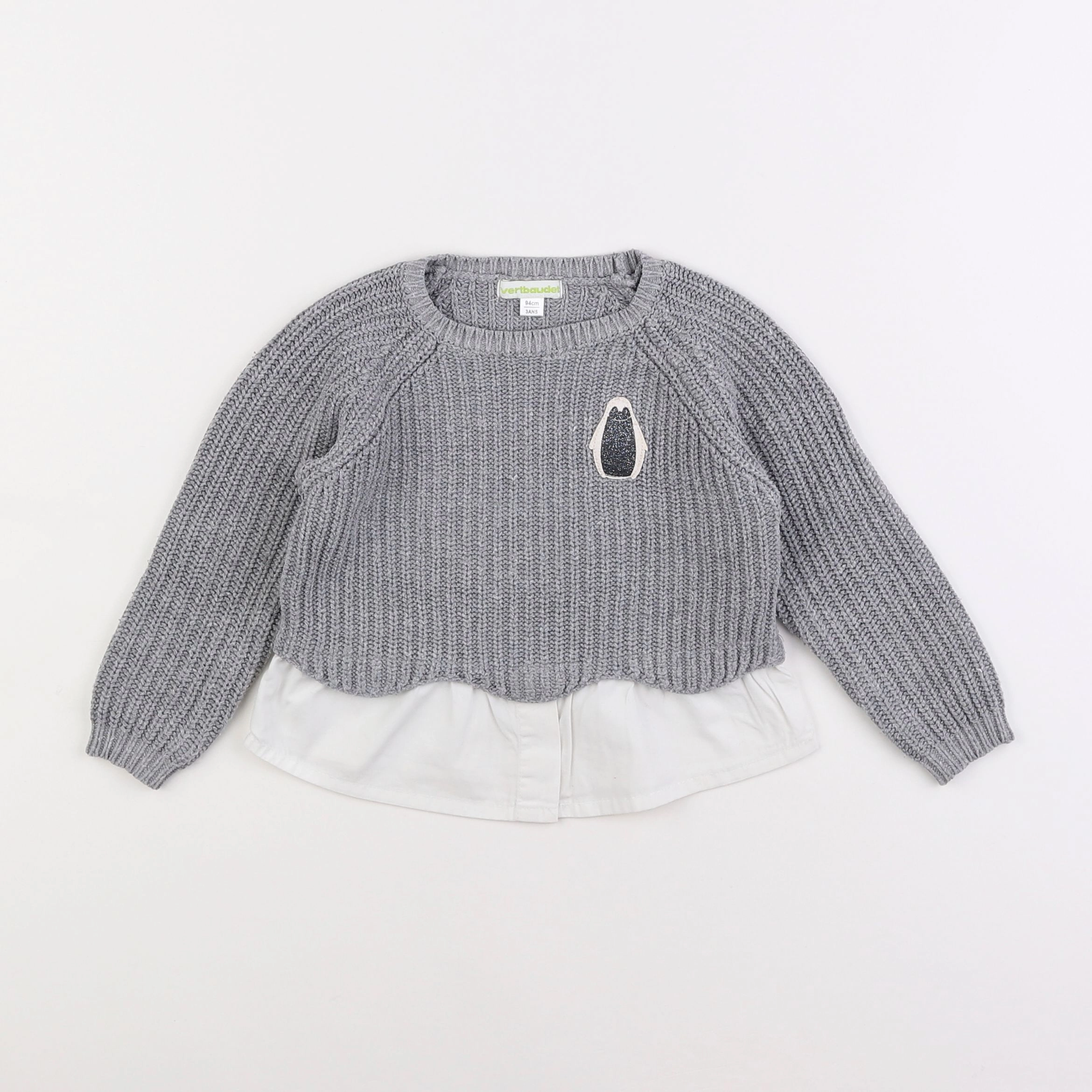 Vertbaudet - pull gris - 3 ans