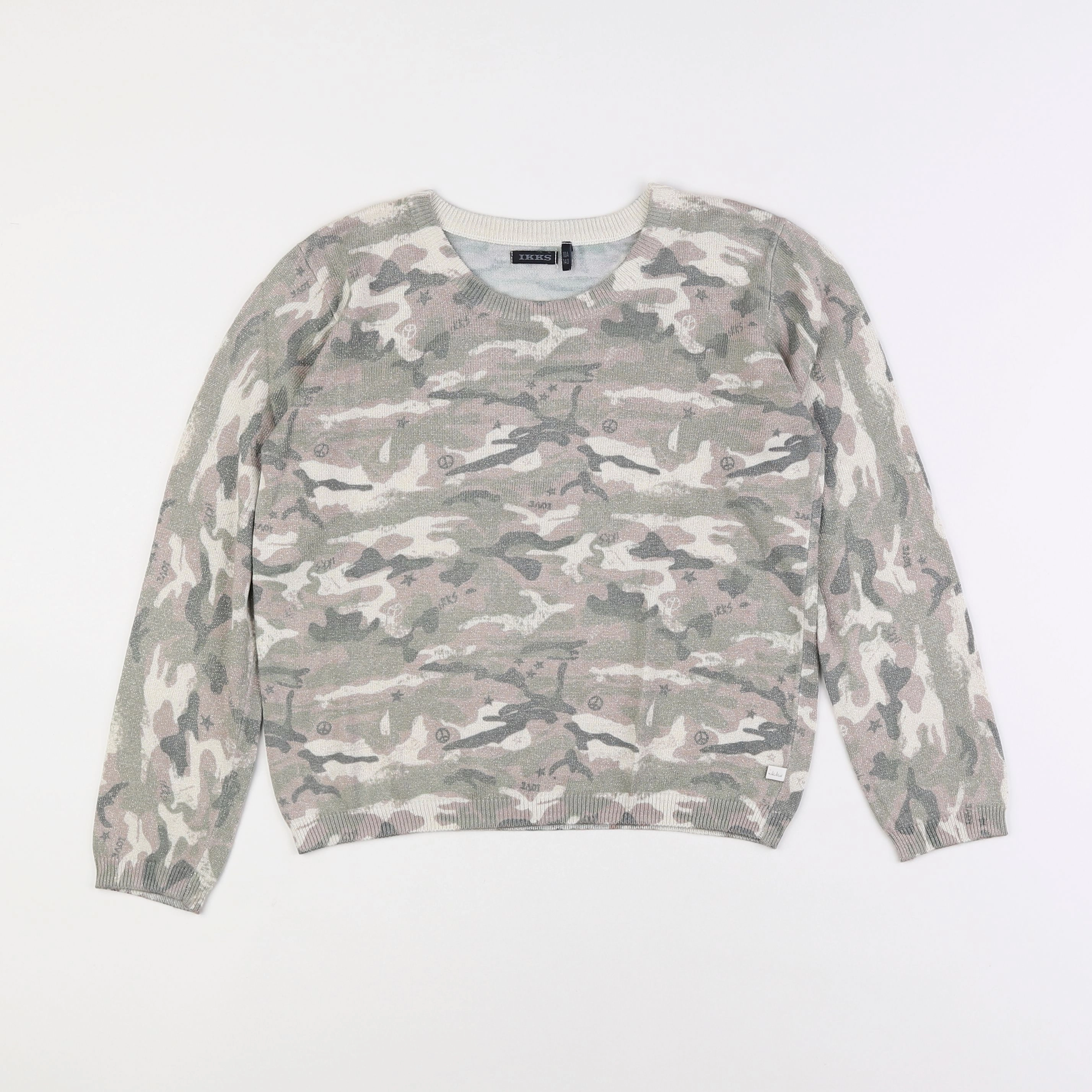 IKKS - pull beige, vert - 10 ans