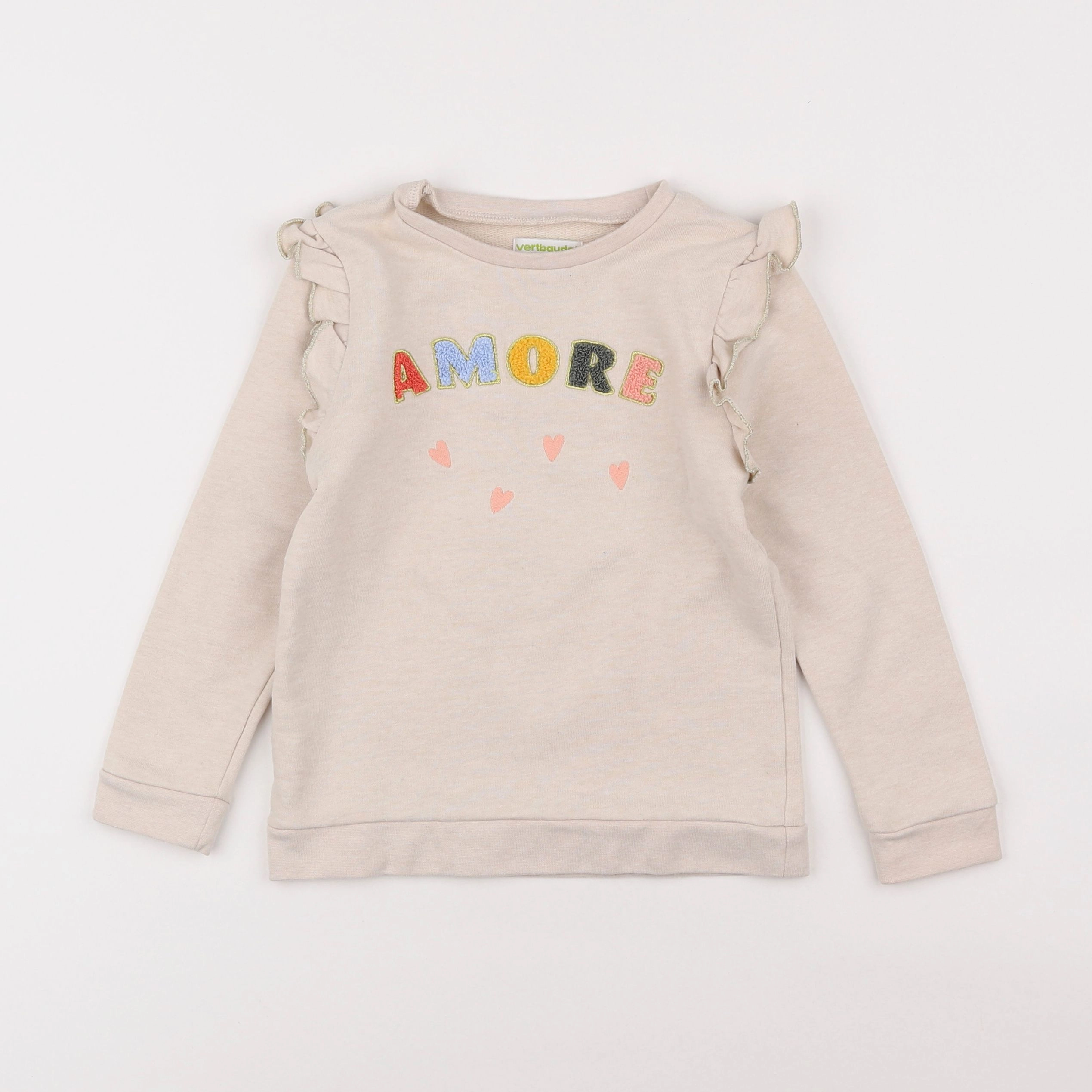 Vertbaudet - sweat beige - 6 ans