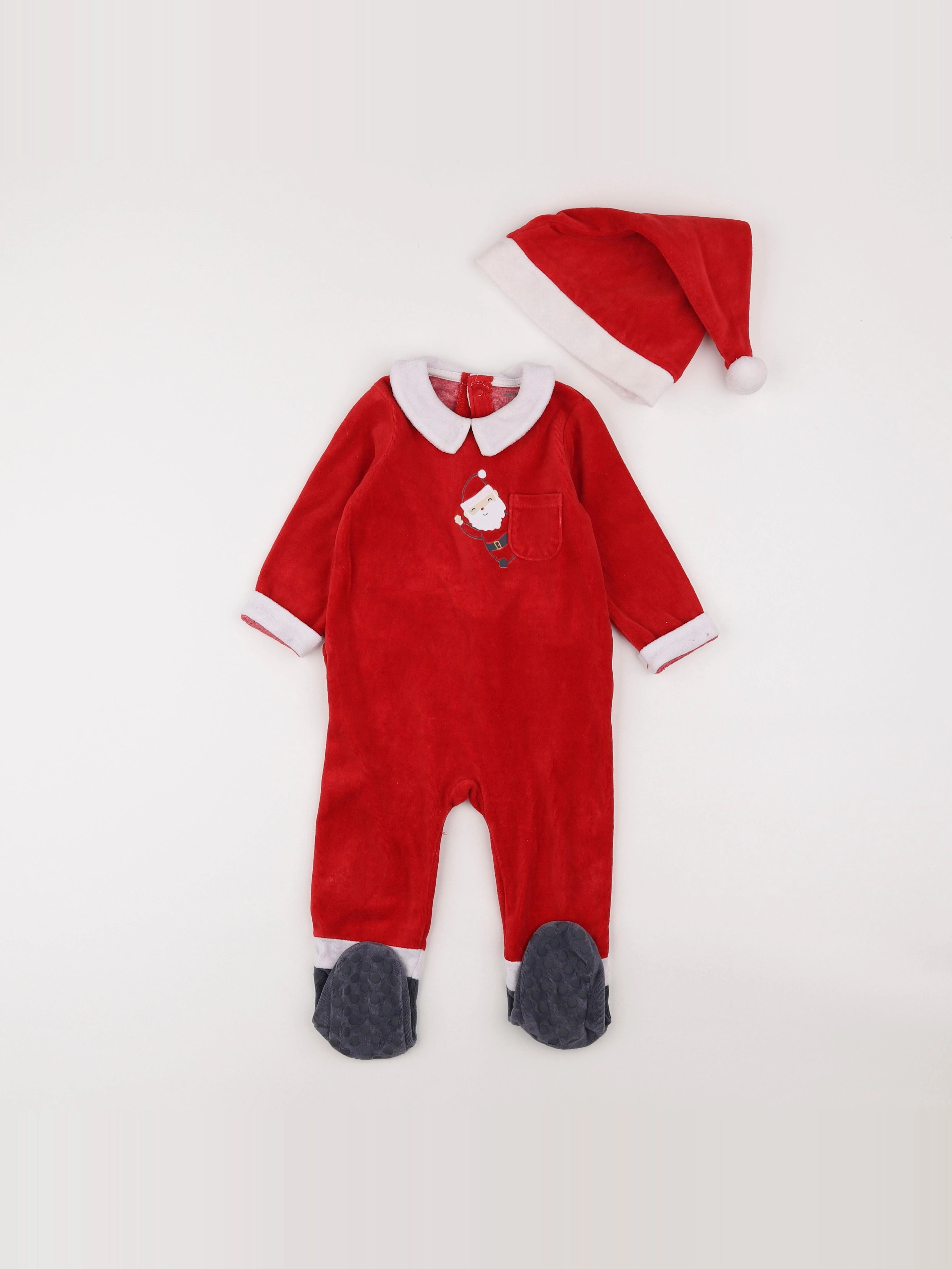Vertbaudet - pyjama velours rouge - 18 mois