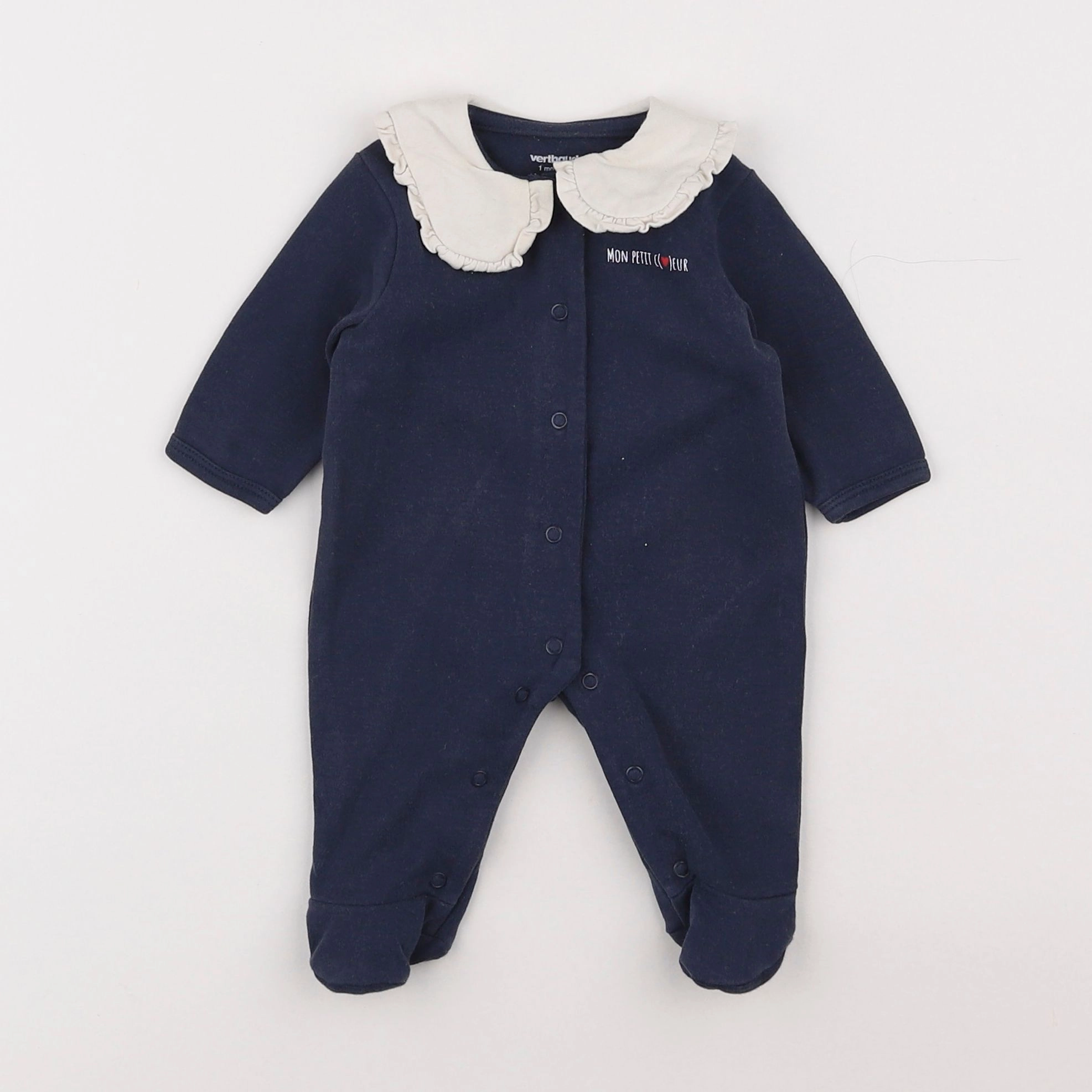 Vertbaudet - pyjama coton bleu - 1 mois