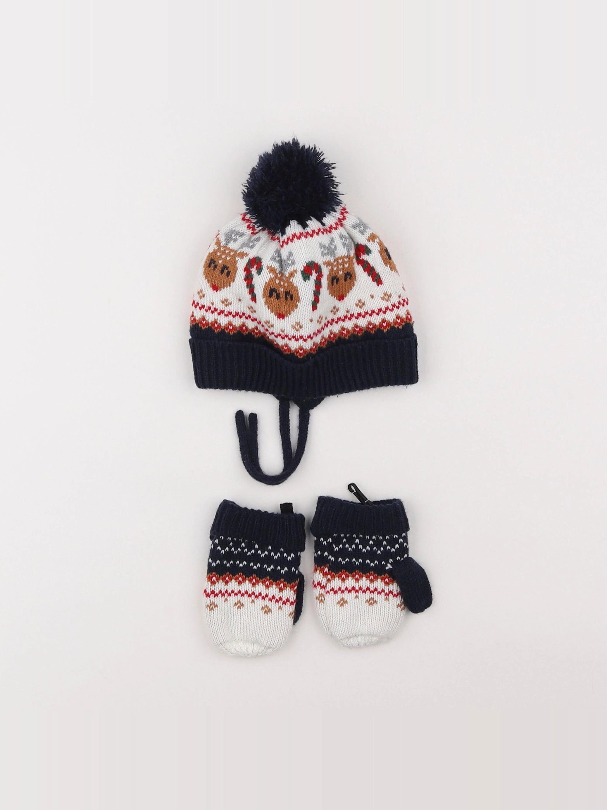 Vertbaudet - ensemble bonnet/moufles bleu - 2/3 ans