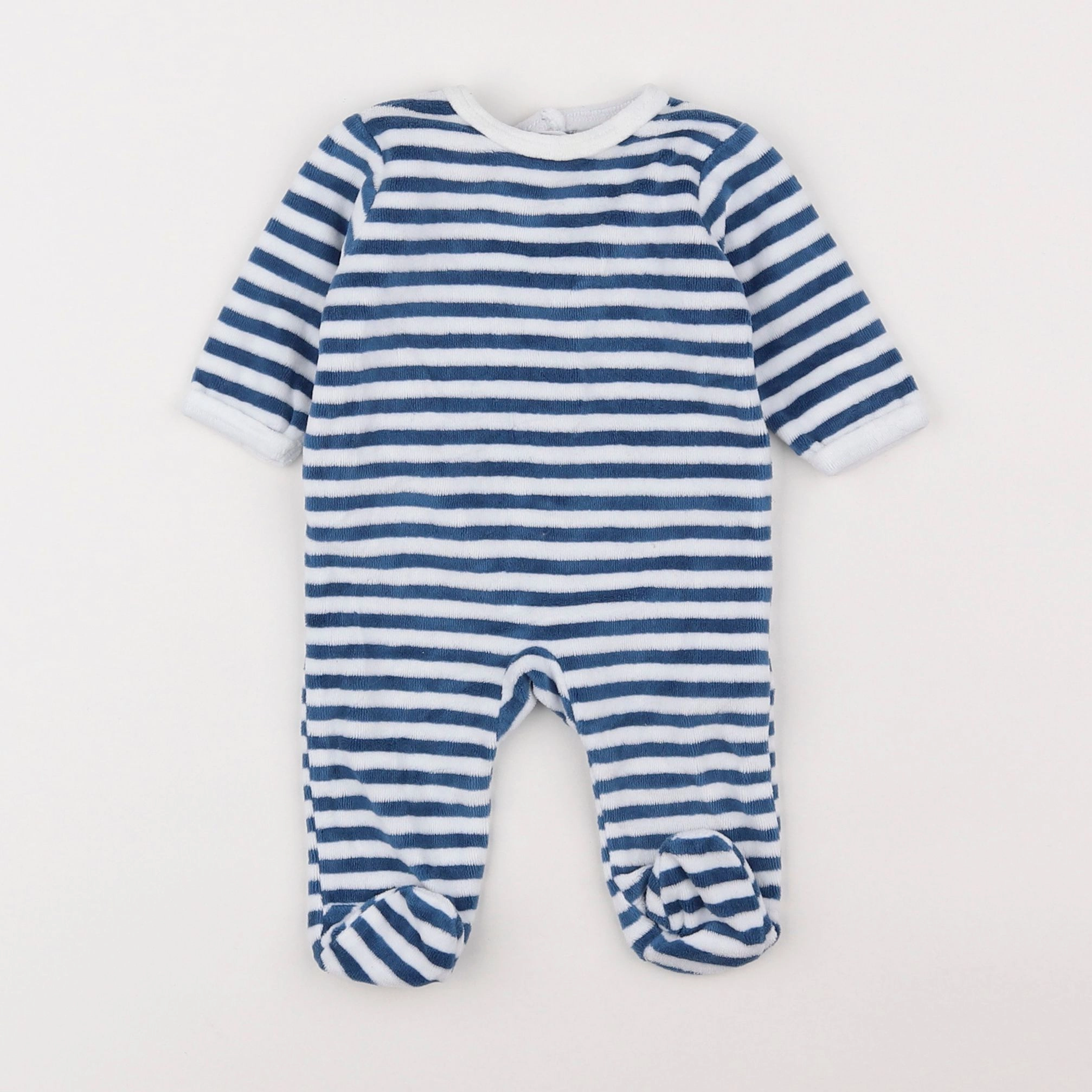 Vertbaudet - pyjama velours bleu - 1 mois