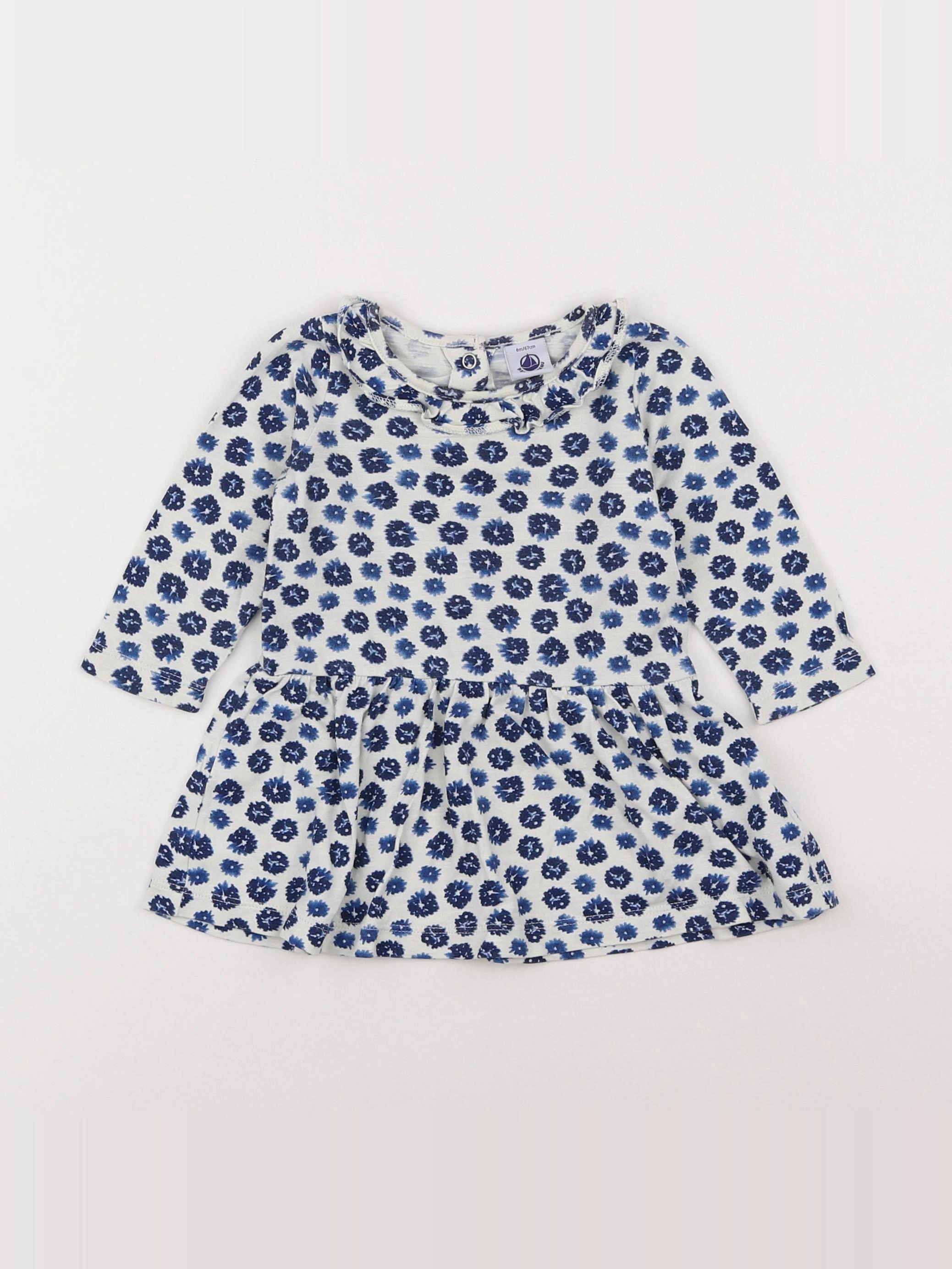 Petit Bateau - robe bleu - 6 mois