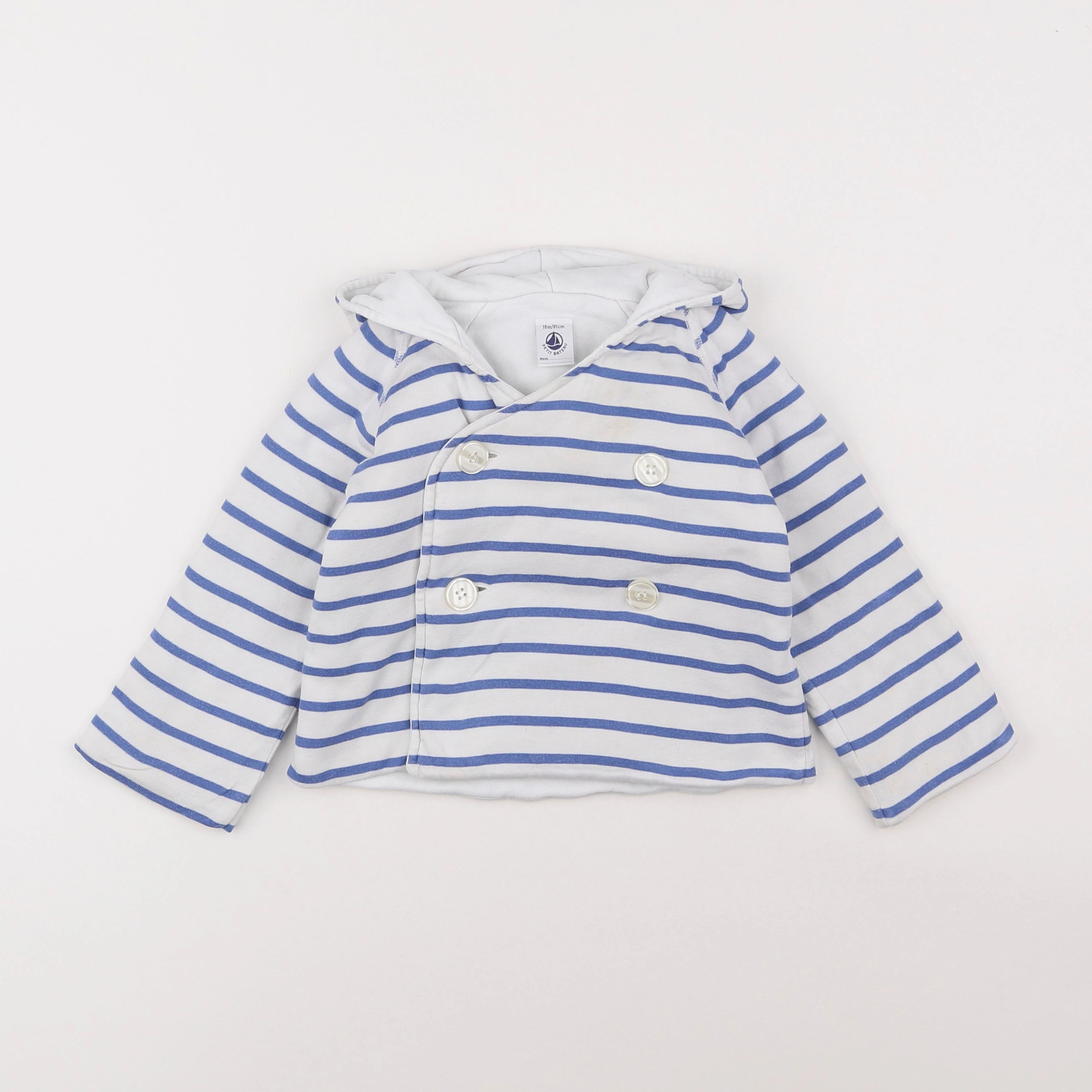 Petit Bateau - gilet bleu, blanc - 18 mois