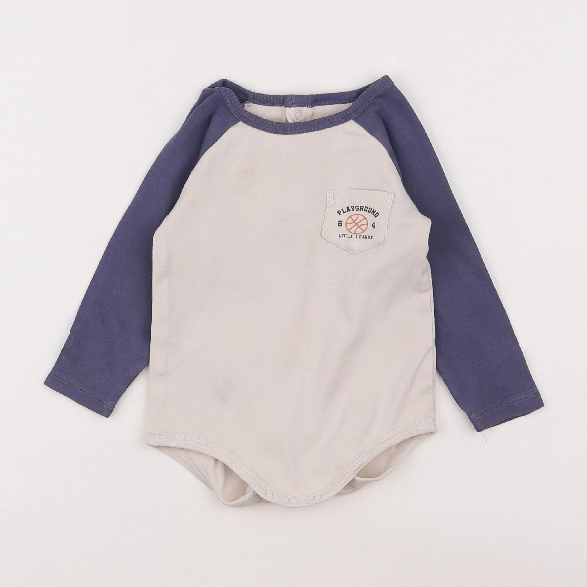 Vertbaudet - body tee-shirt beige, bleu - 2 ans