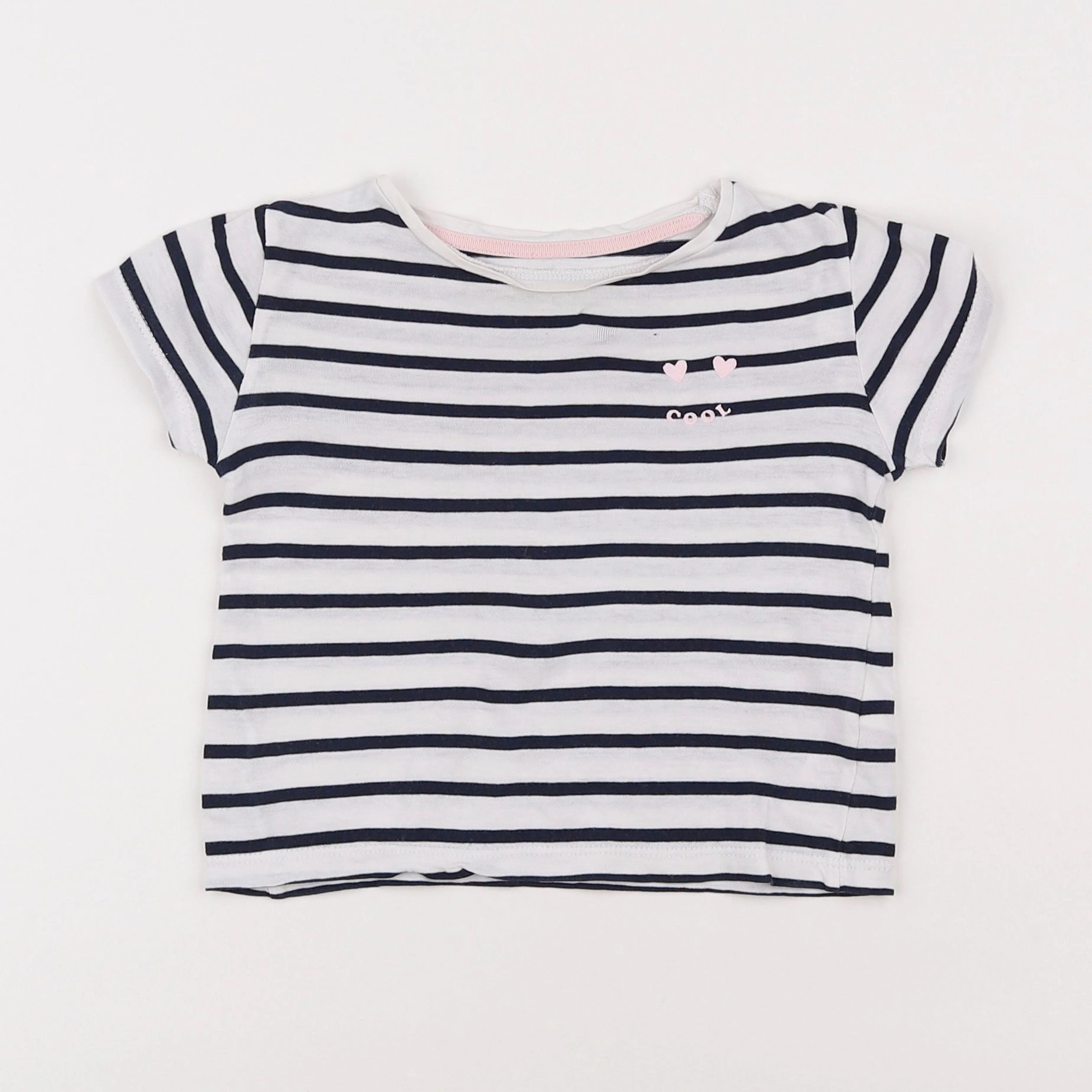 Vertbaudet - tee-shirt blanc, bleu - 2 ans