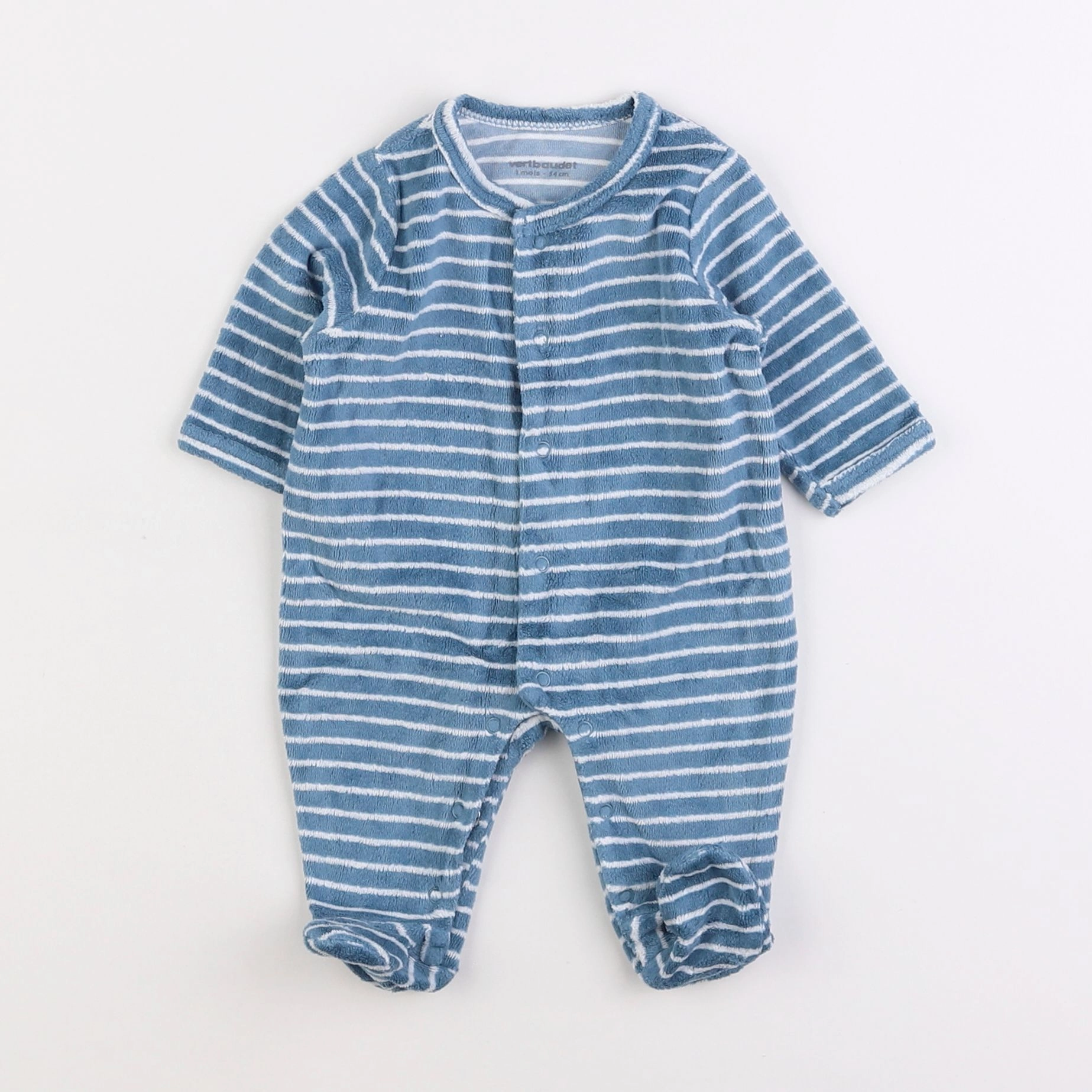 Vertbaudet - pyjama velours bleu - 1 mois