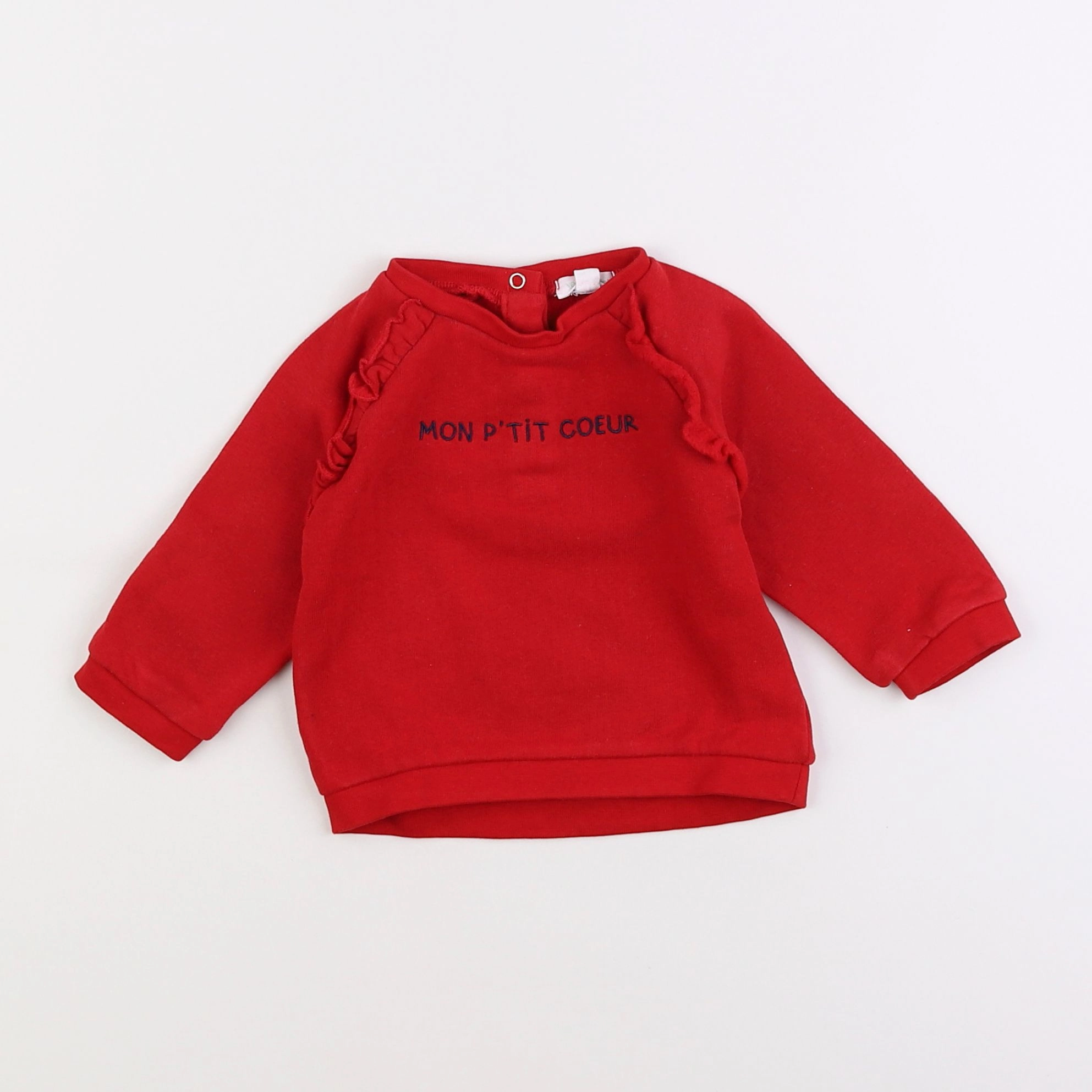 Vertbaudet - sweat rouge - 6 mois