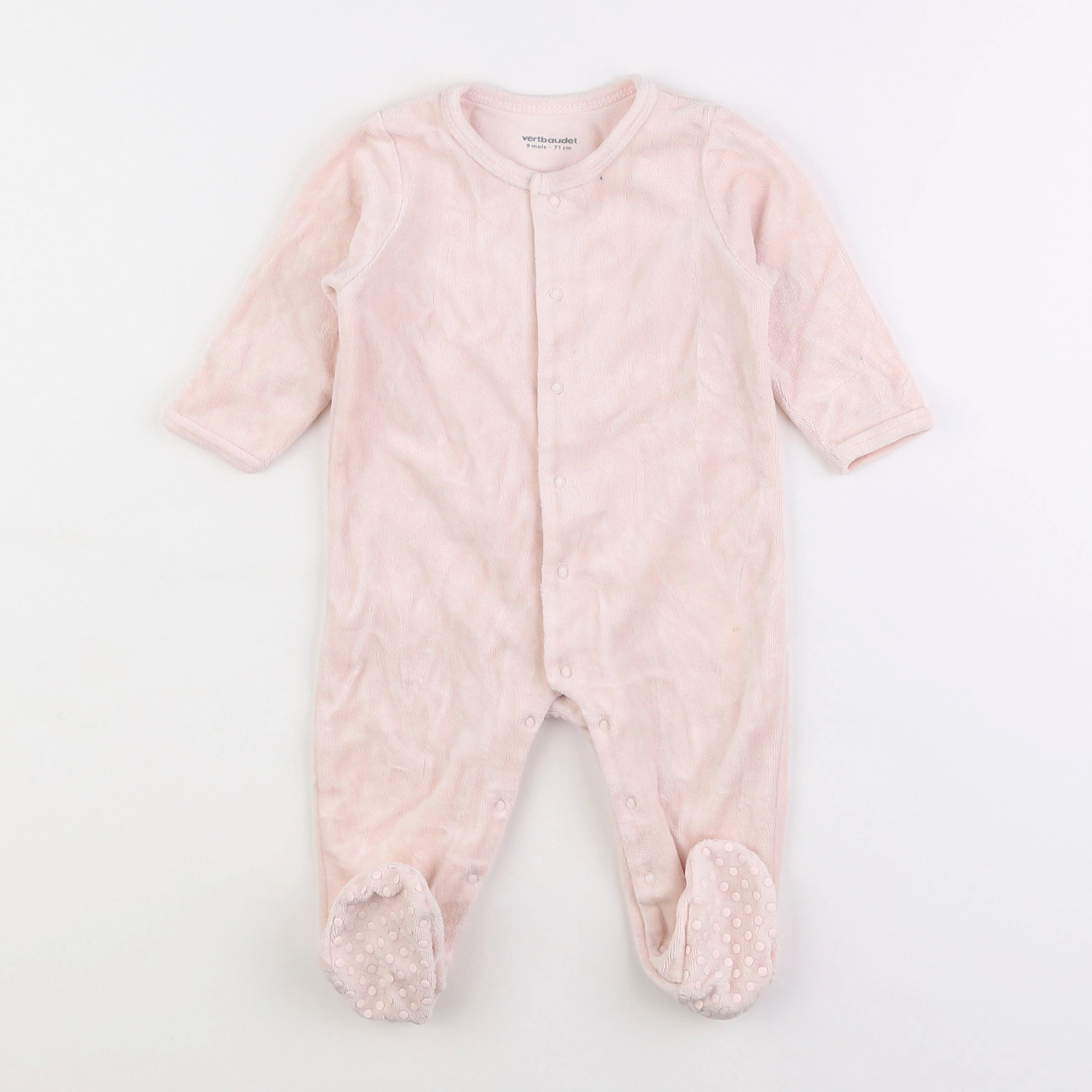 Vertbaudet - pyjama velours rose - 9 mois