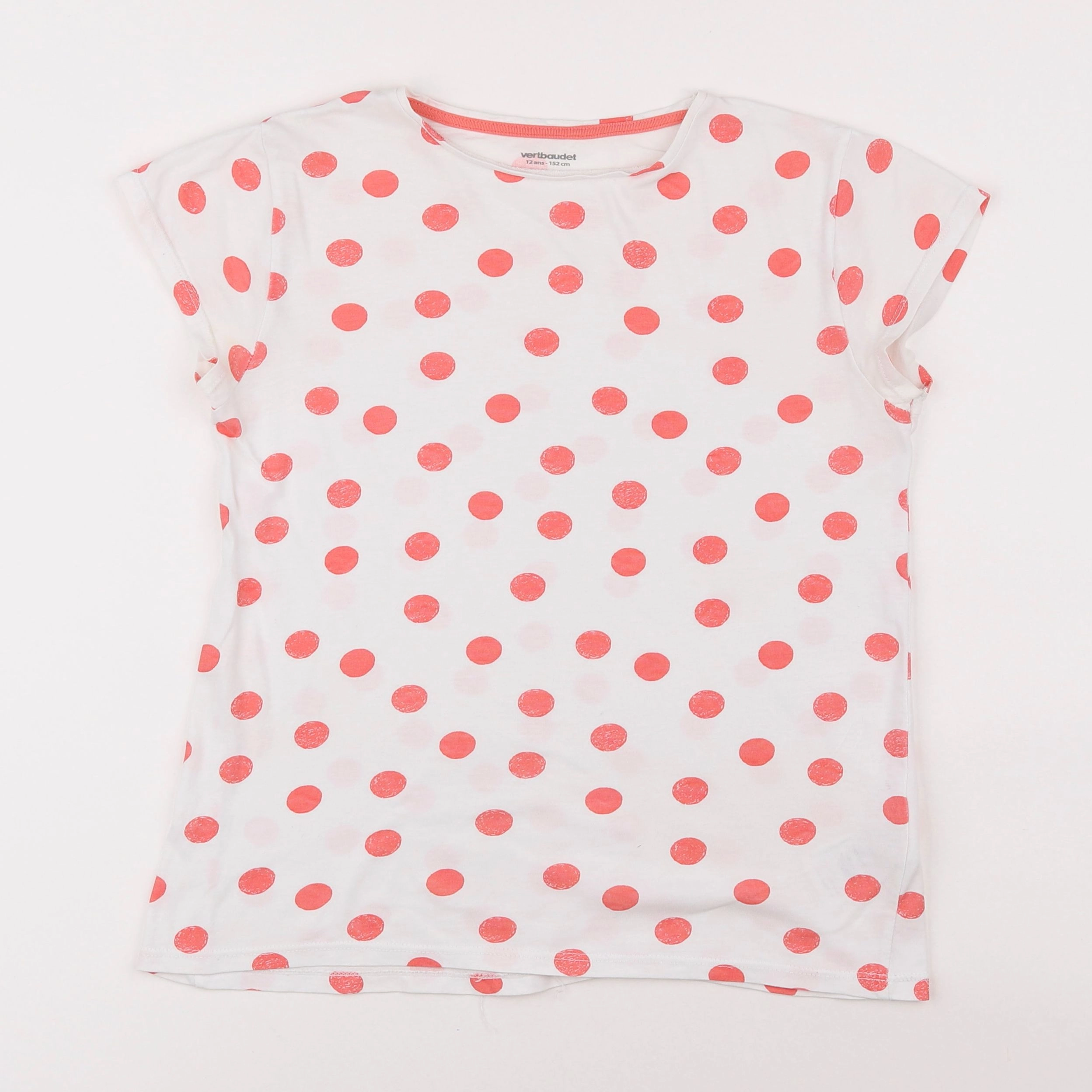 Vertbaudet - tee-shirt rose, blanc - 12 ans