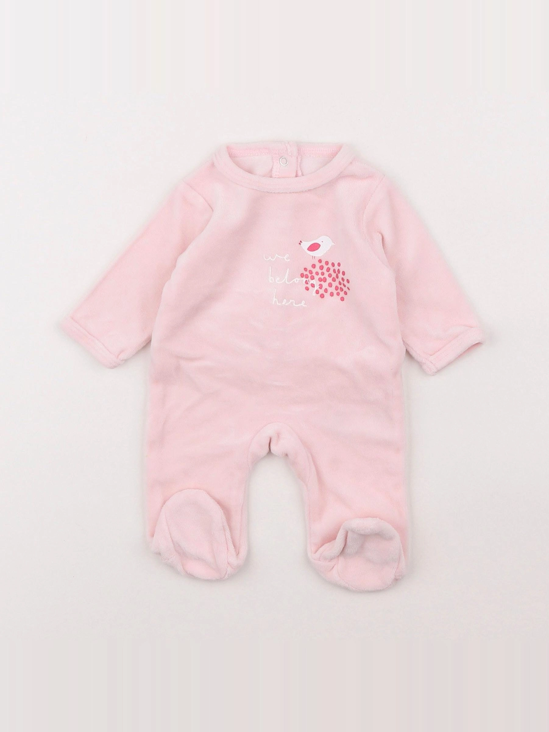 Vertbaudet - pyjama velours rose - 0 mois