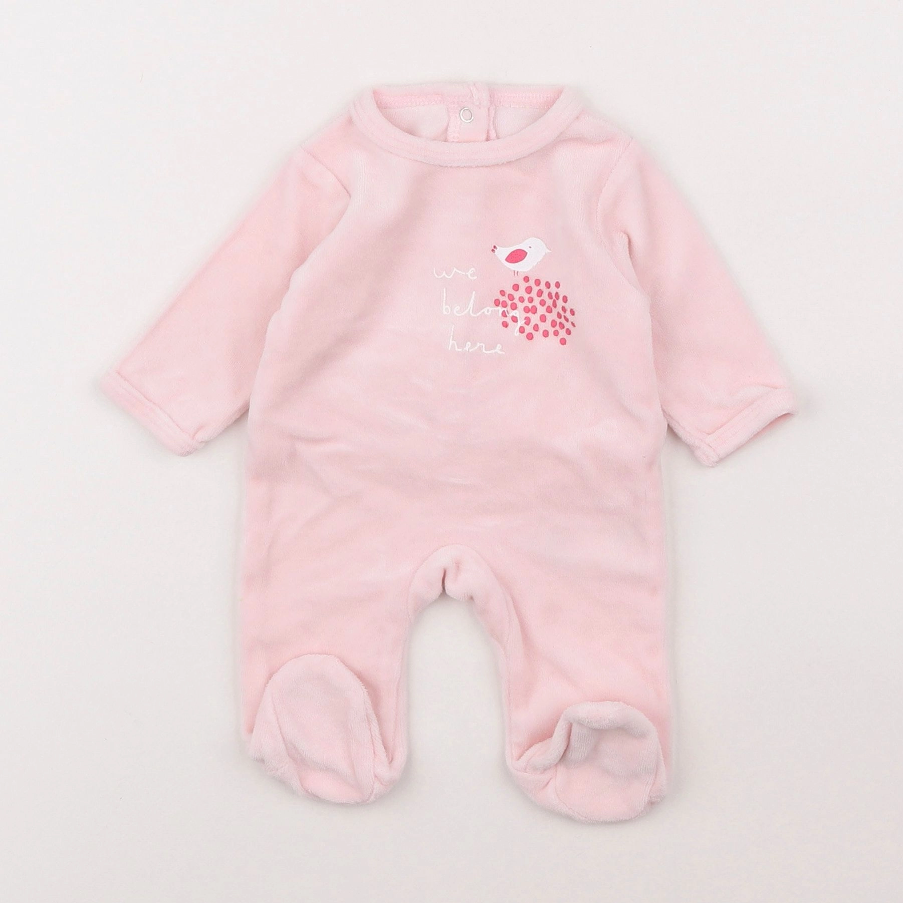 Vertbaudet - pyjama velours rose - 0 mois