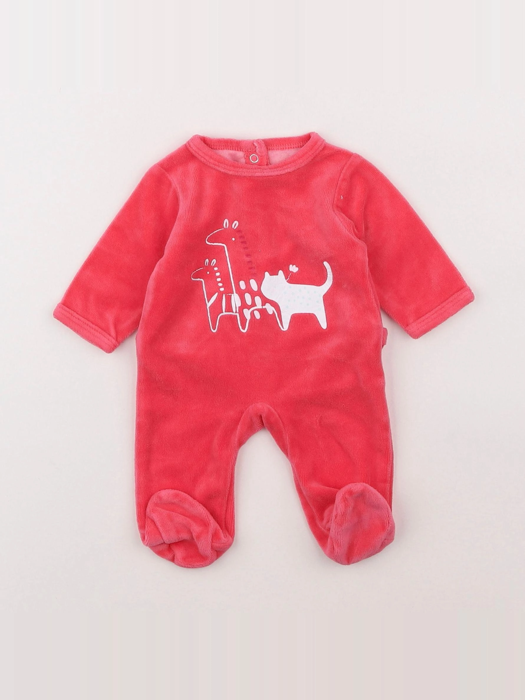 Vertbaudet - pyjama velours rose - 0 mois
