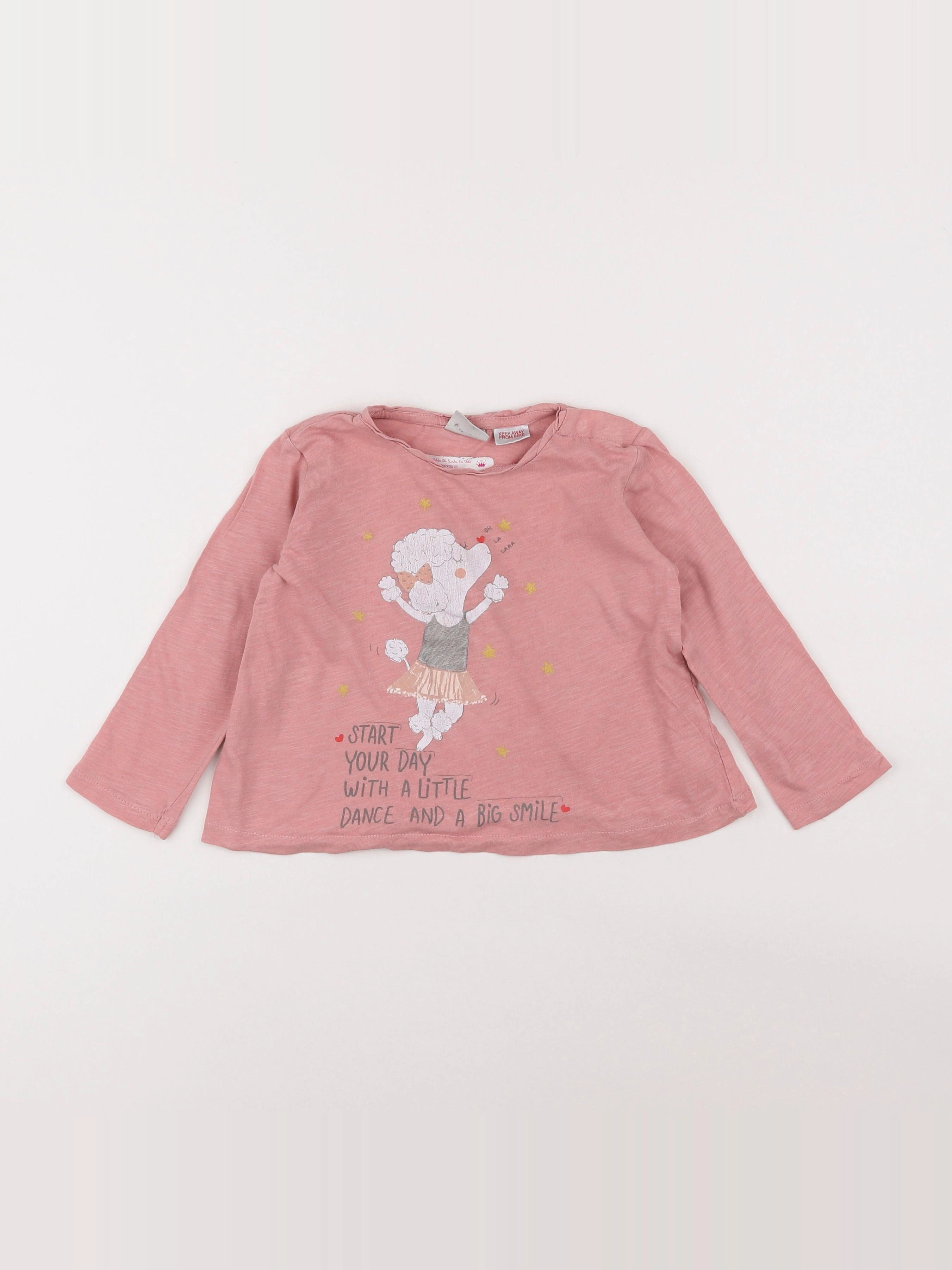 Zara - tee-shirt rose - 2/3 ans