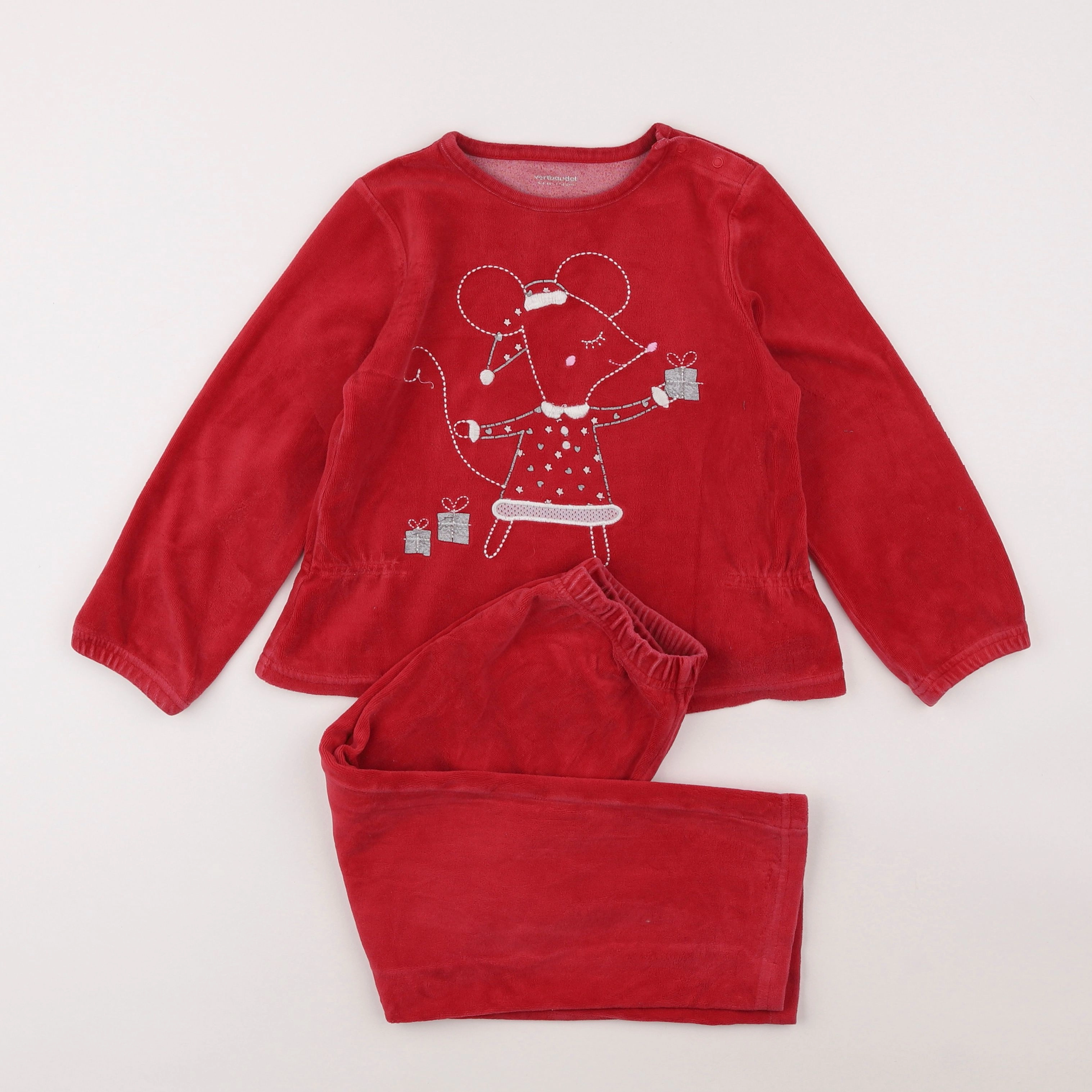 Vertbaudet - pyjama velours rouge - 6 ans