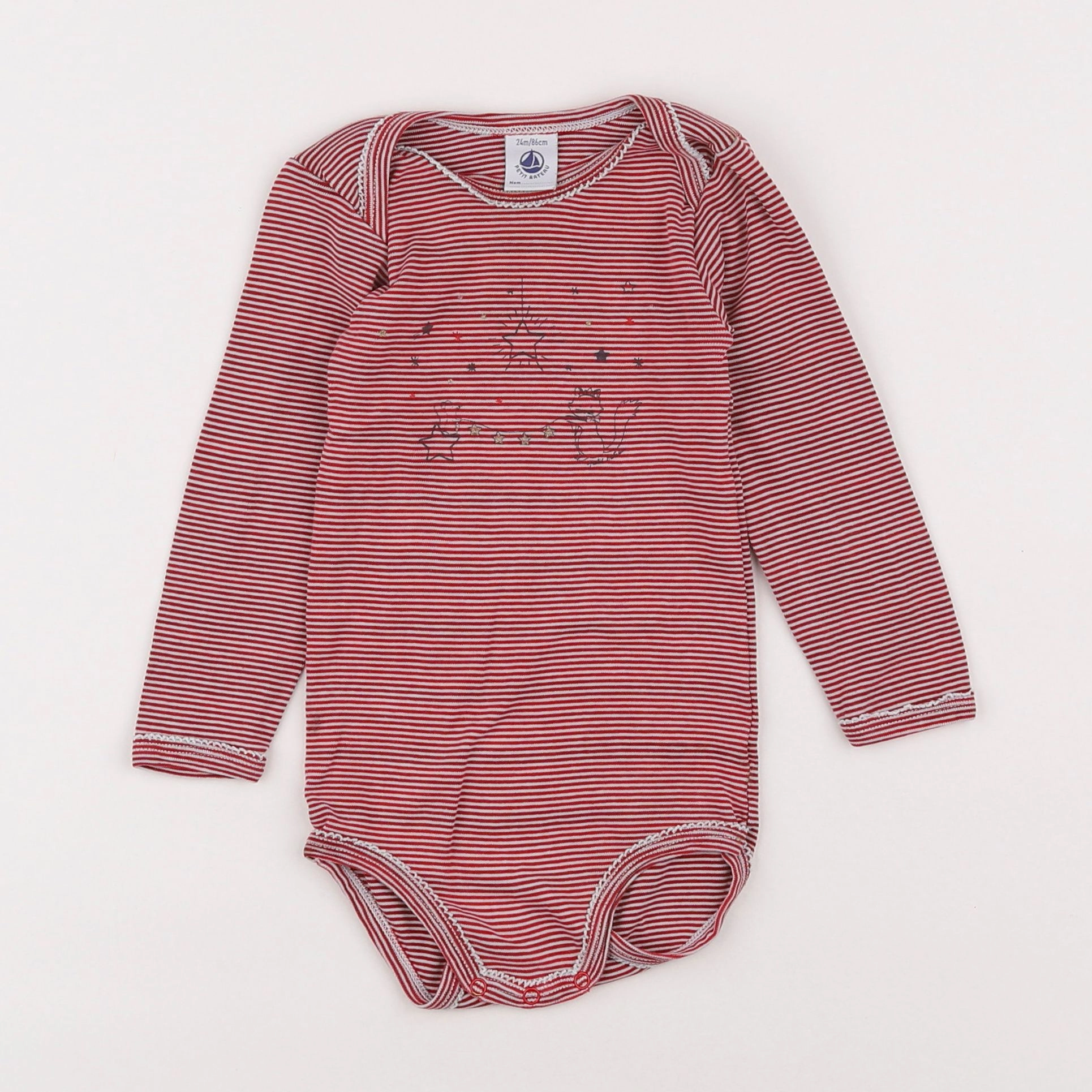 Petit Bateau - body rouge - 2 ans