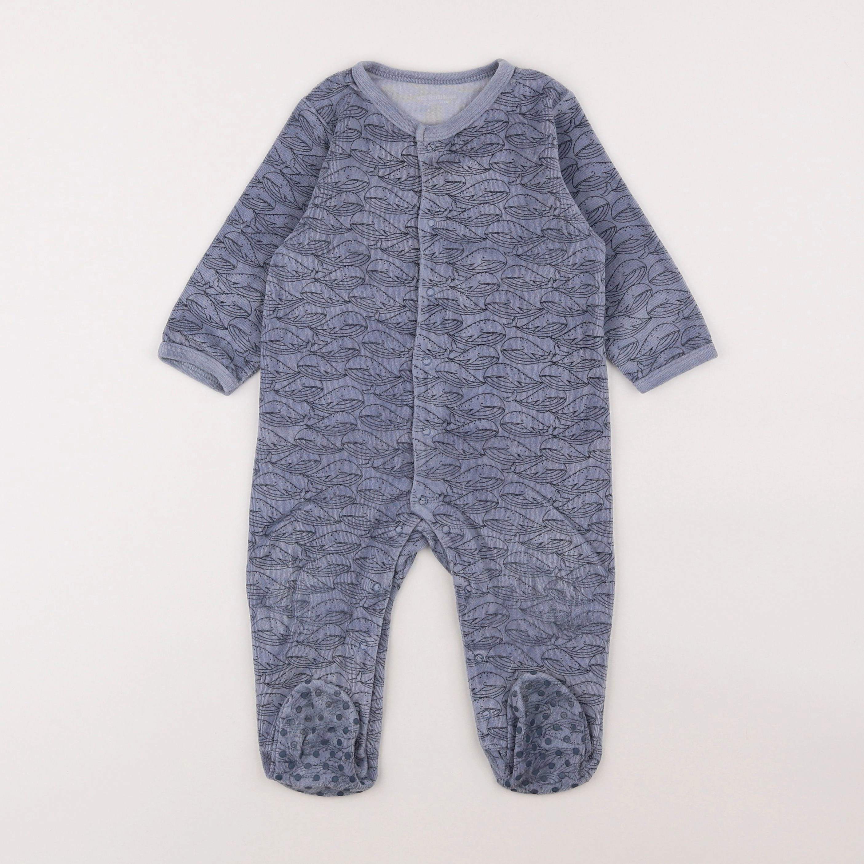 Vertbaudet - pyjama velours bleu - 12 mois