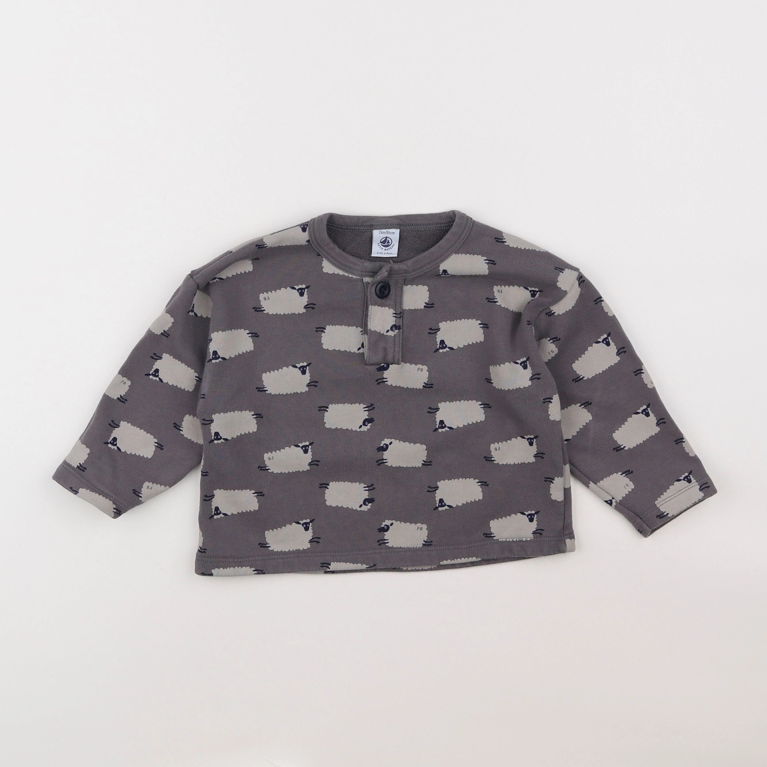 Petit Bateau - sweat gris - 2 ans