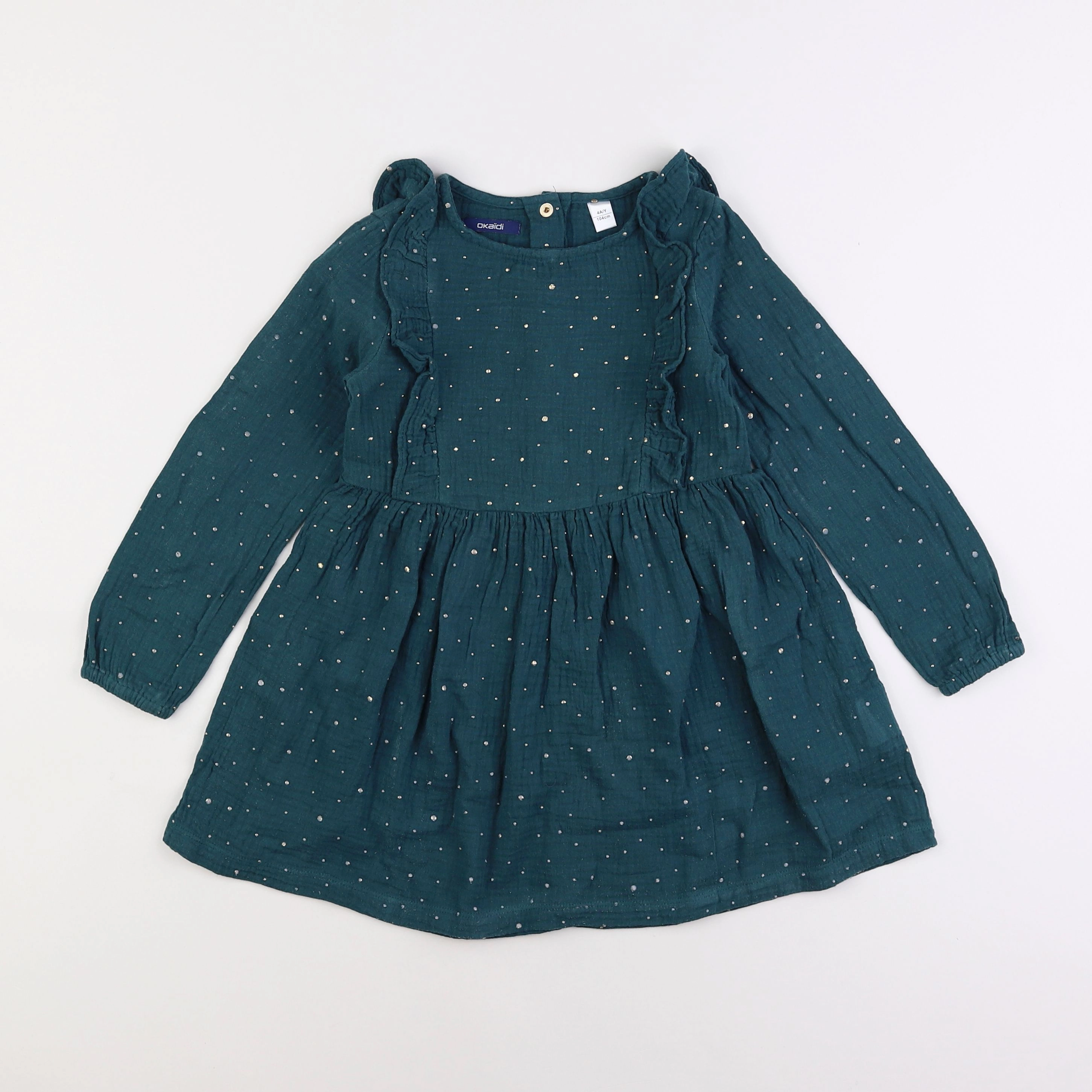 Vertbaudet - robe vert, or - 4 ans