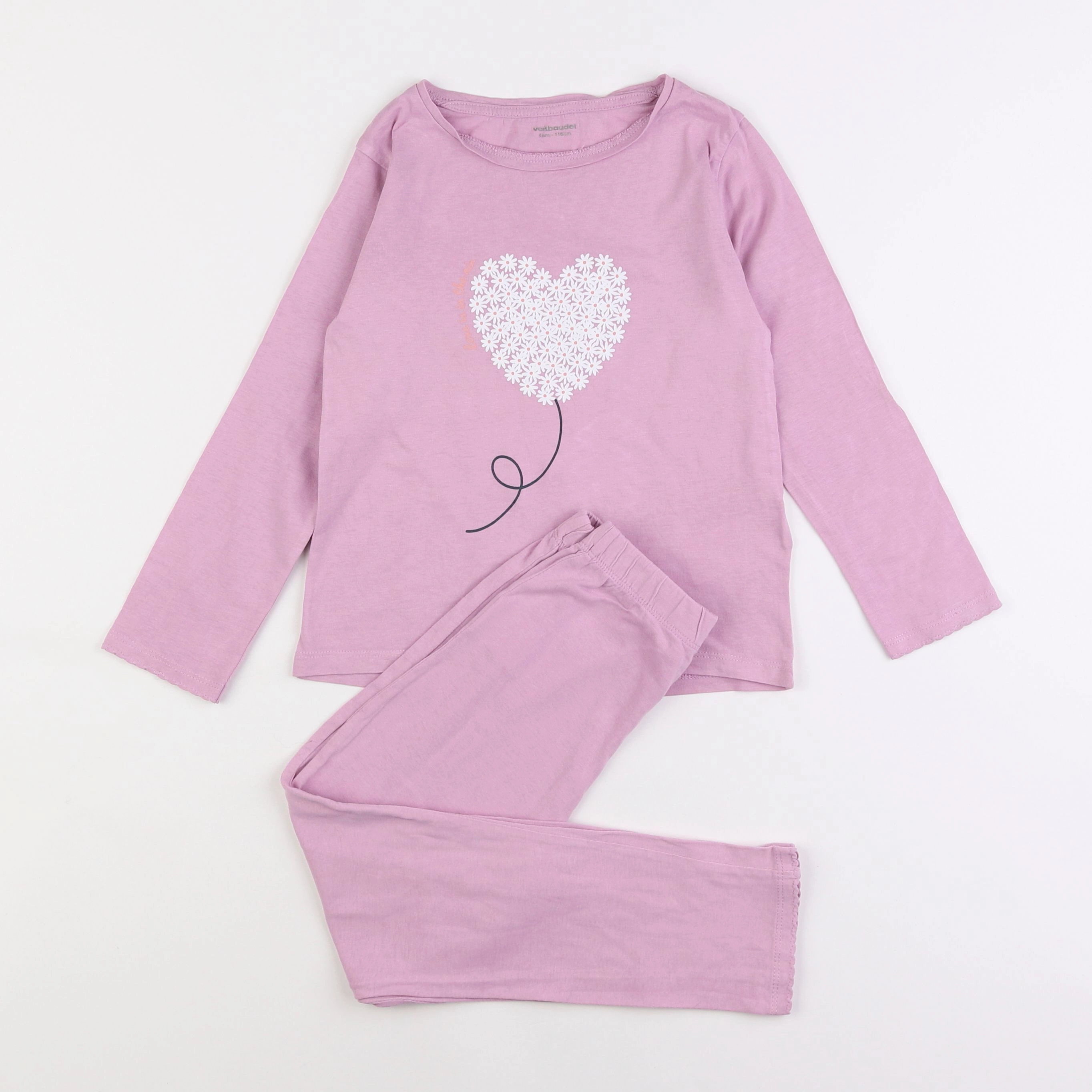 Vertbaudet - pyjama coton rose - 6 ans