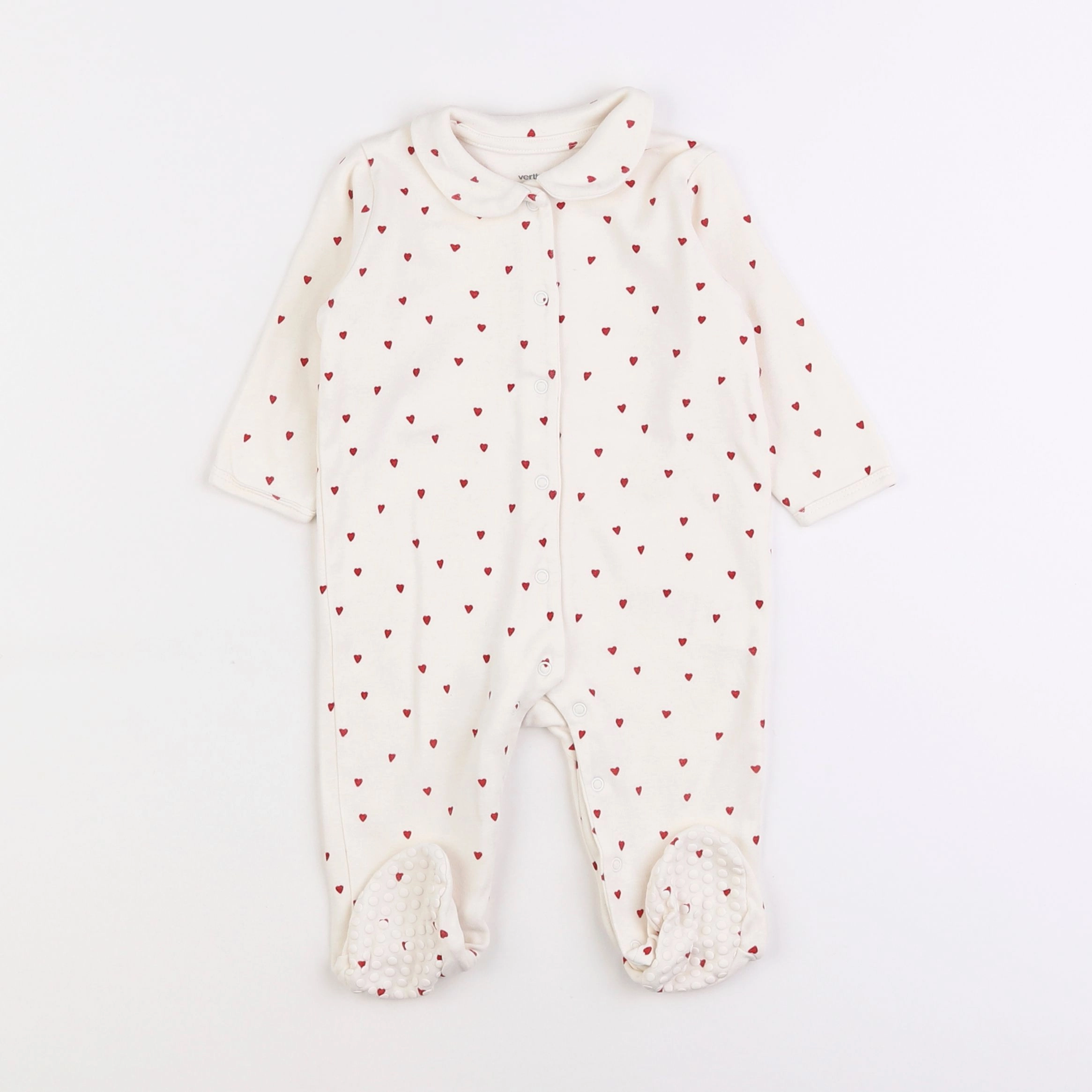 Vertbaudet - pyjama coton blanc, rouge - 9 mois