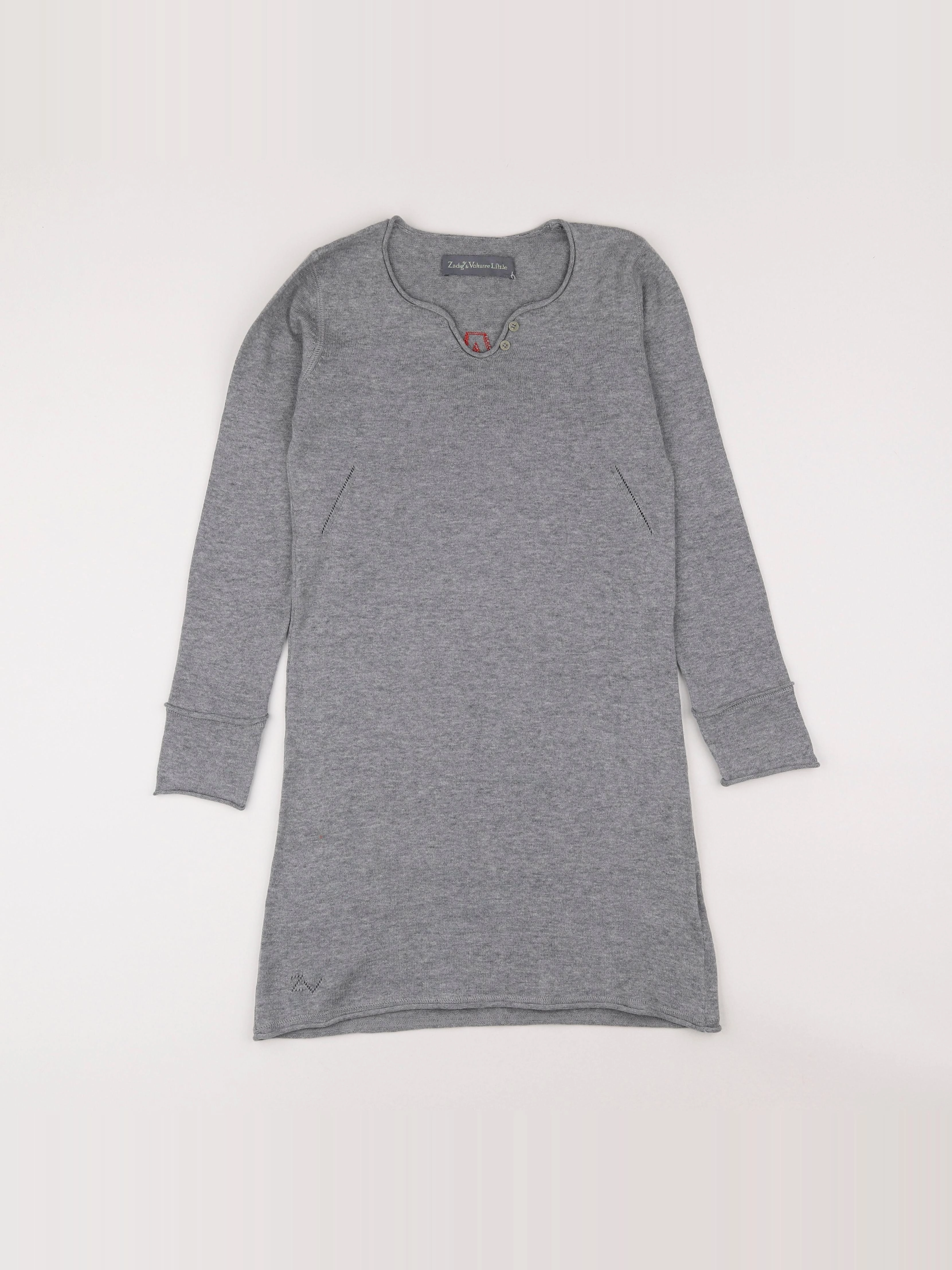 Zadig & Voltaire - robe imprimé au dos gris - 6/8 ans