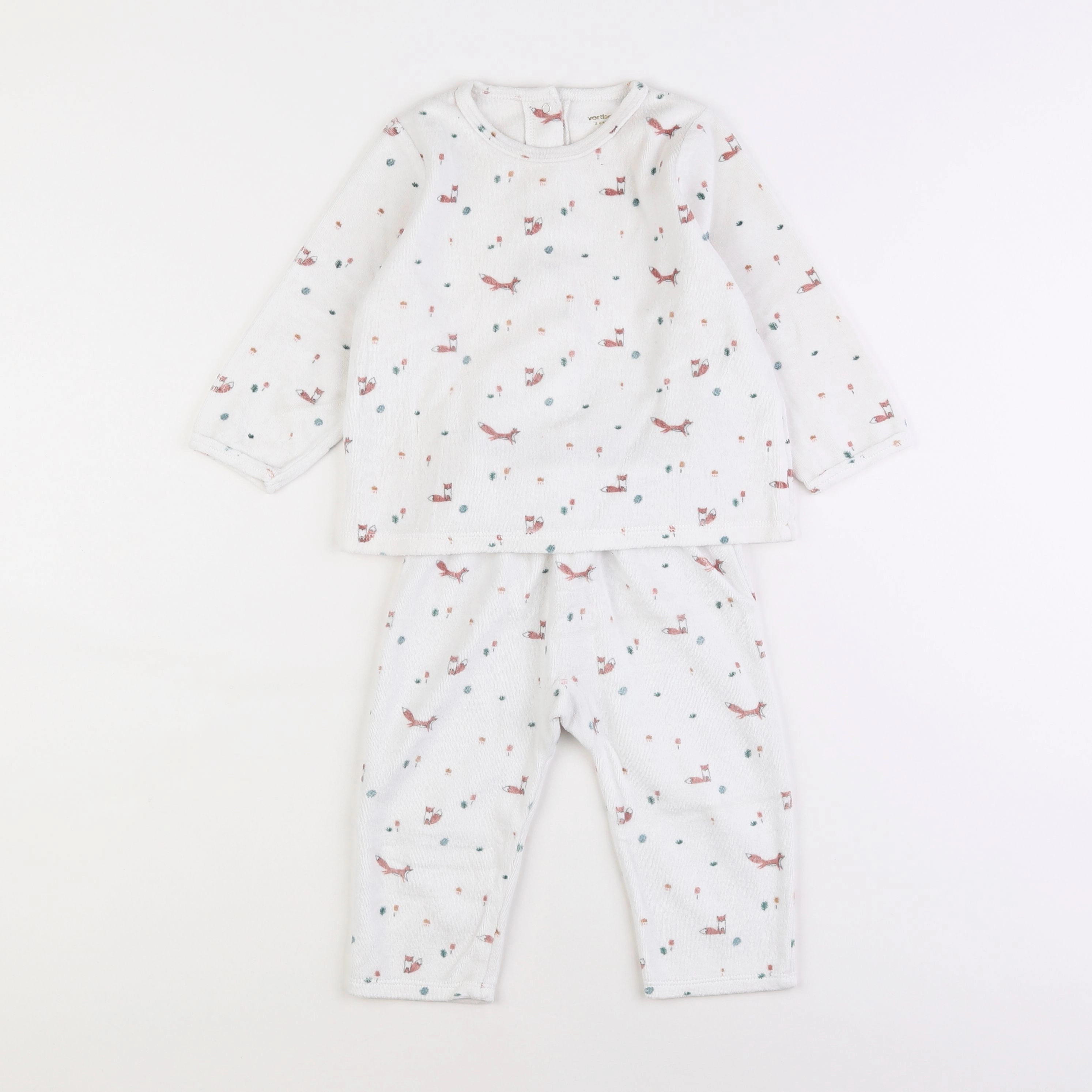 Vertbaudet - pyjama velours blanc - 2 ans