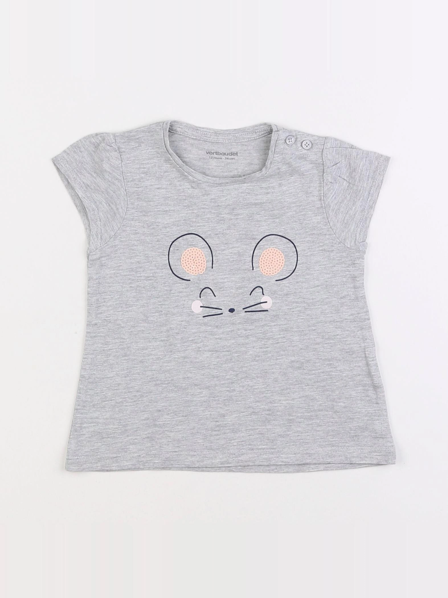 Vertbaudet - tee-shirt gris - 12 mois