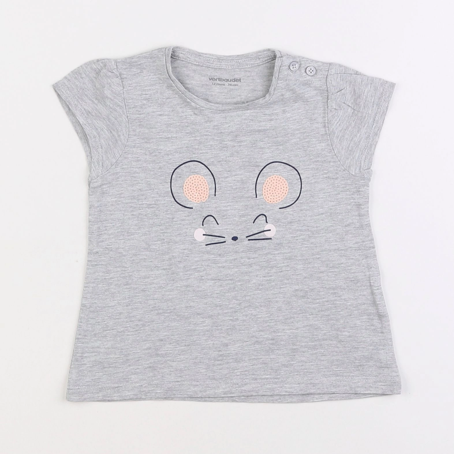 Vertbaudet - tee-shirt gris - 12 mois