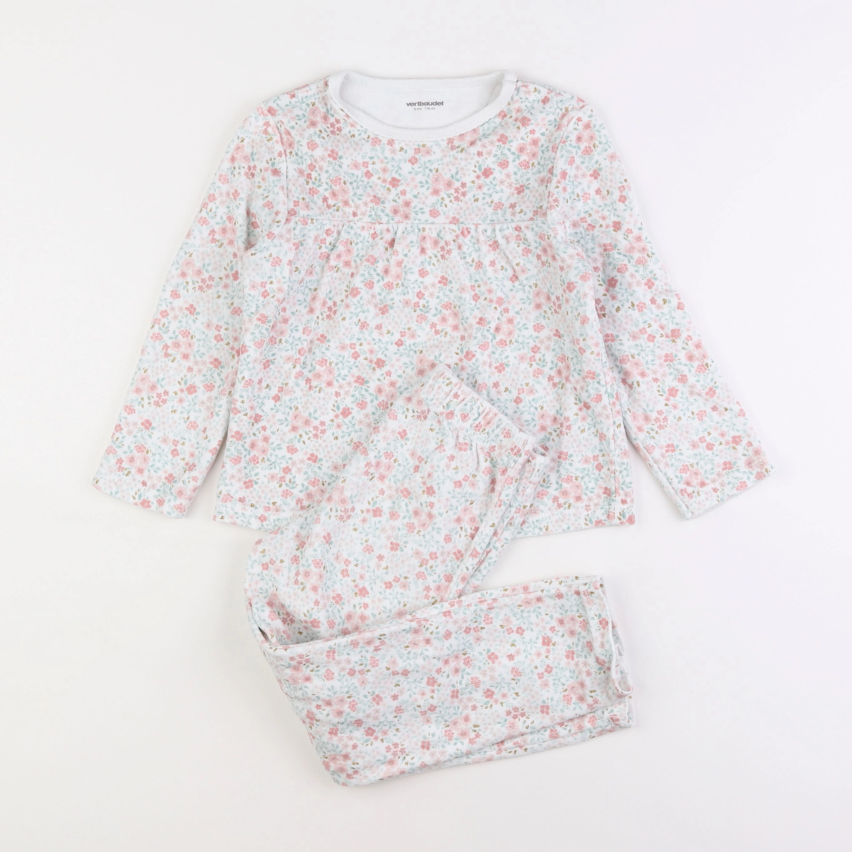 Vertbaudet - pyjama velours multicolore - 6 ans