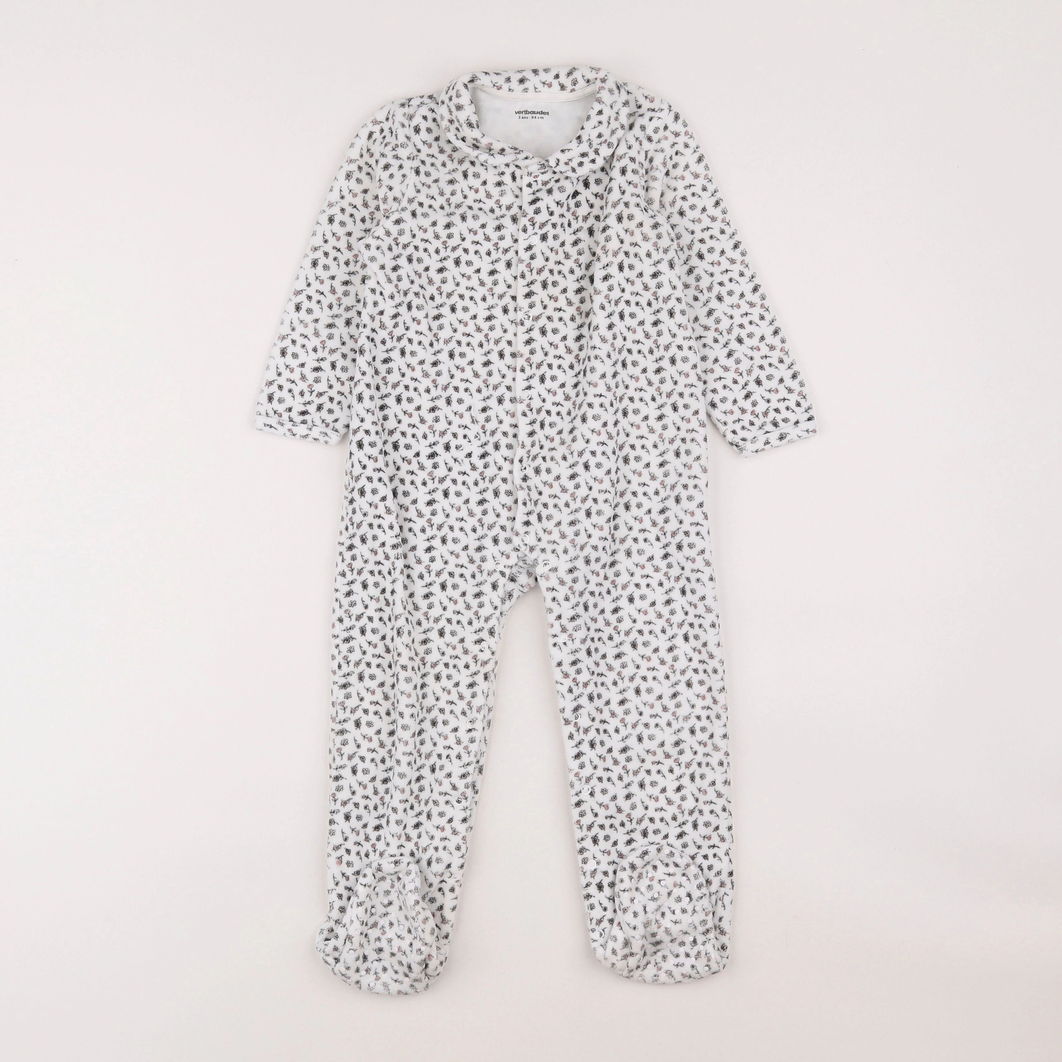 Vertbaudet - pyjama velours blanc, noir - 3 ans