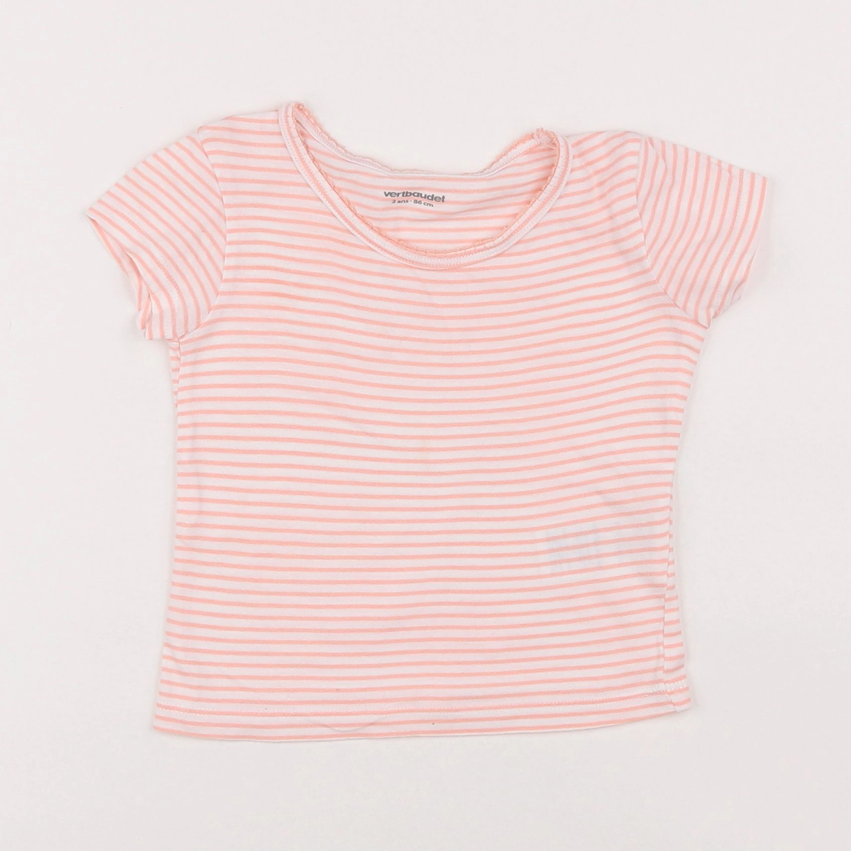 Vertbaudet - maillot de corps blanc, rose - 2 ans